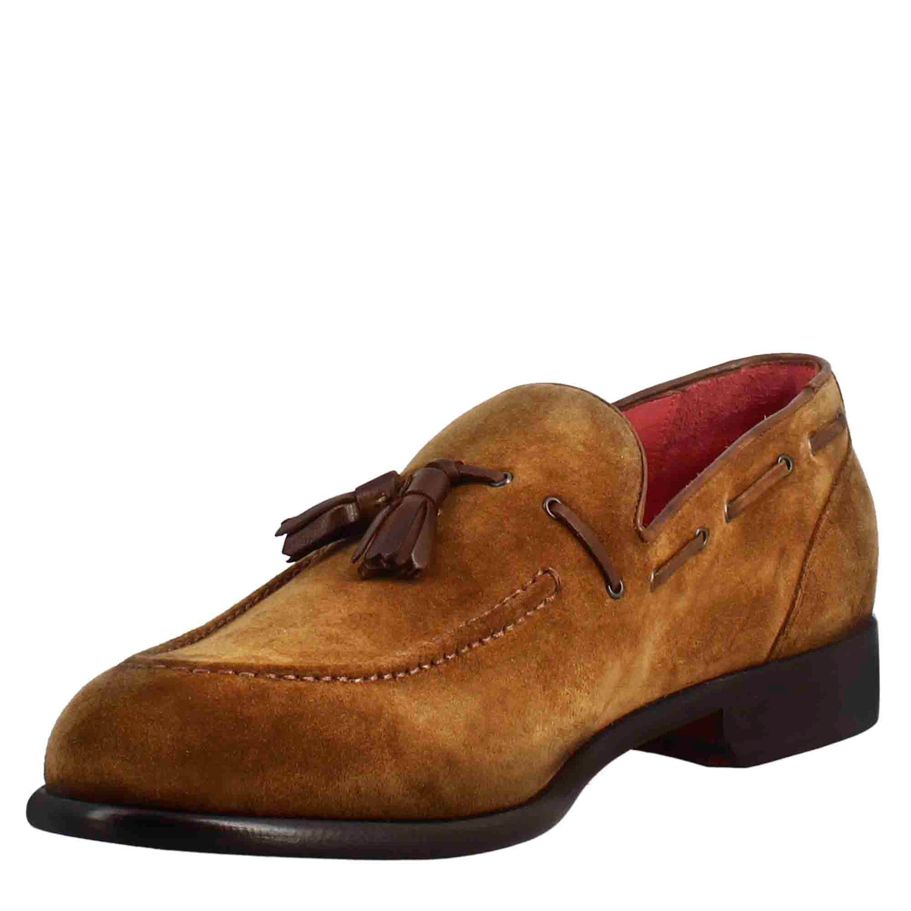 Mocassin pour homme avec glands en daim marron clair