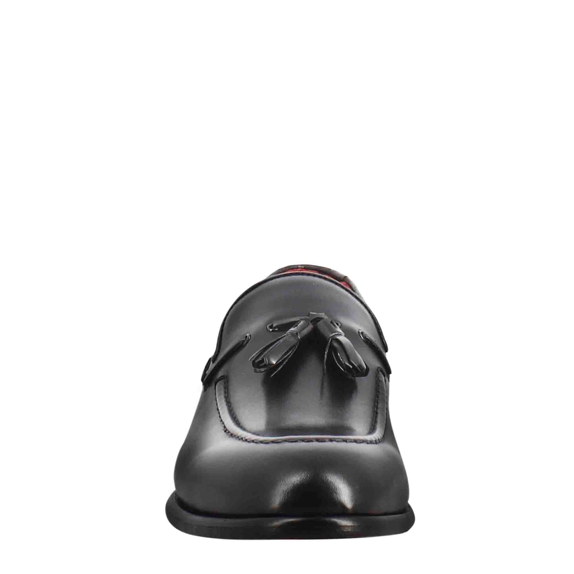 Mocassin à pampilles pour hommes en cuir noir