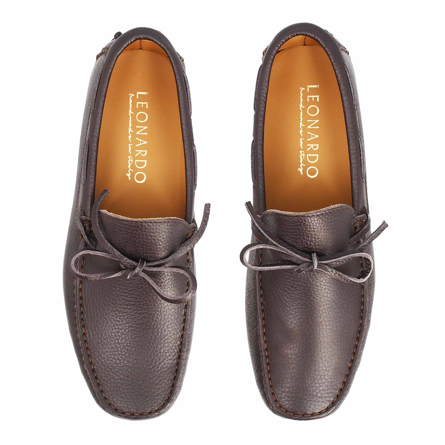 Mocassino artigianale driving da uomo in pelle marrone Dario