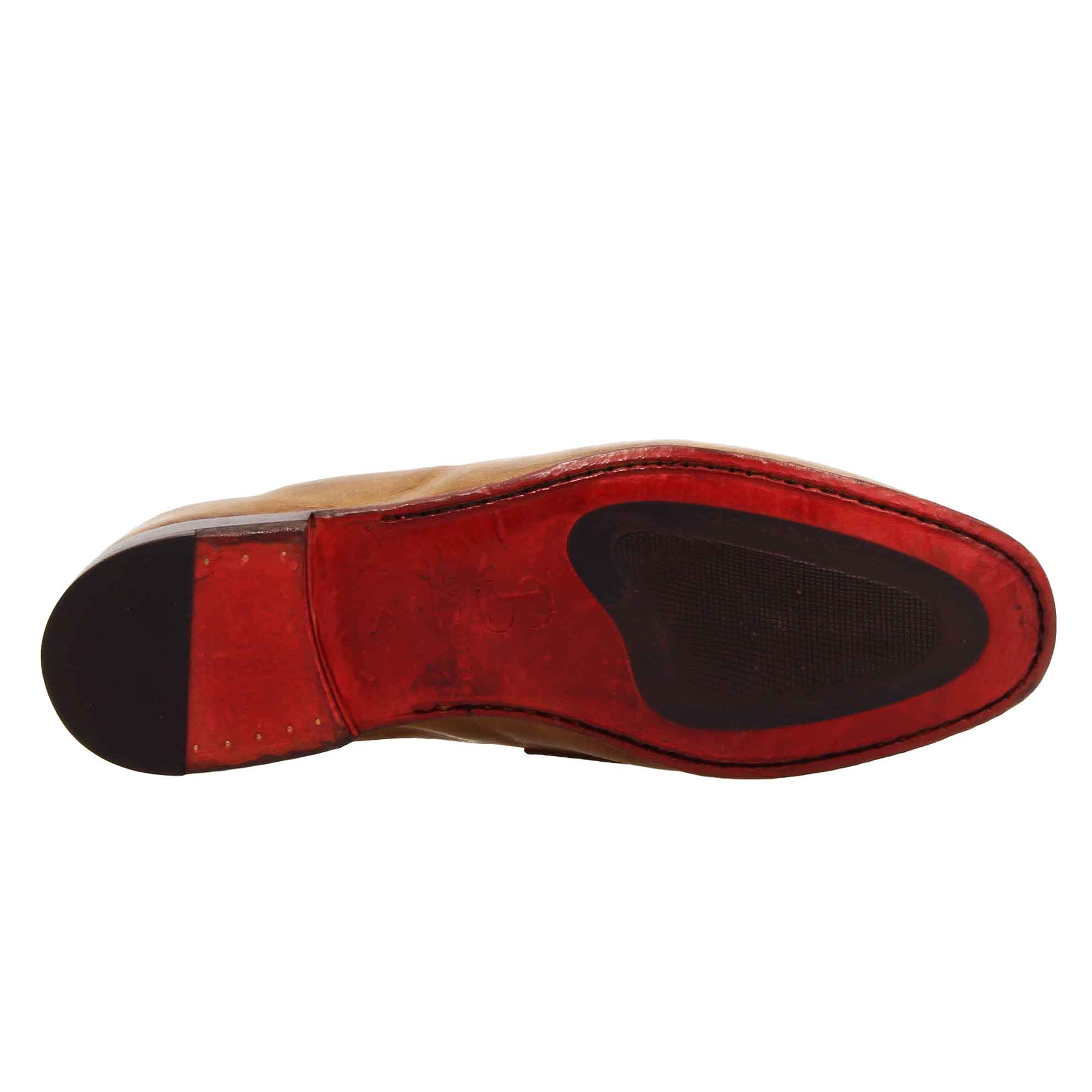 Mocassins marron faits main pour homme avec boucle en cuir fin