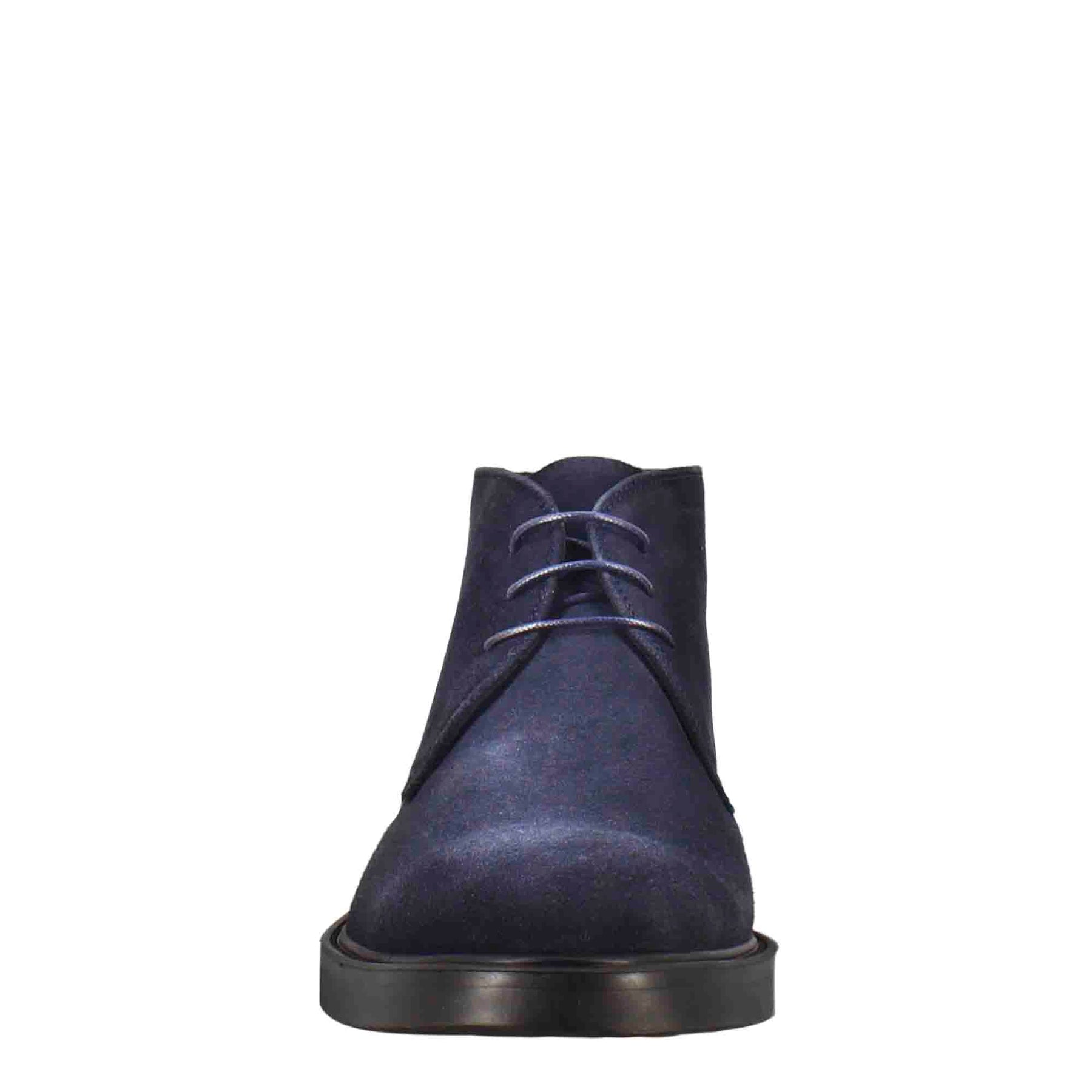 Smooth men's ankle boot in dark blue suede leather