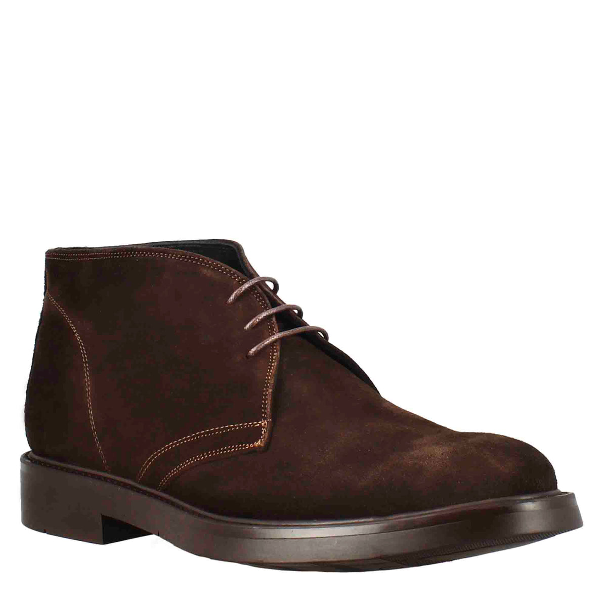 Men's ankle boot in dark brown suede