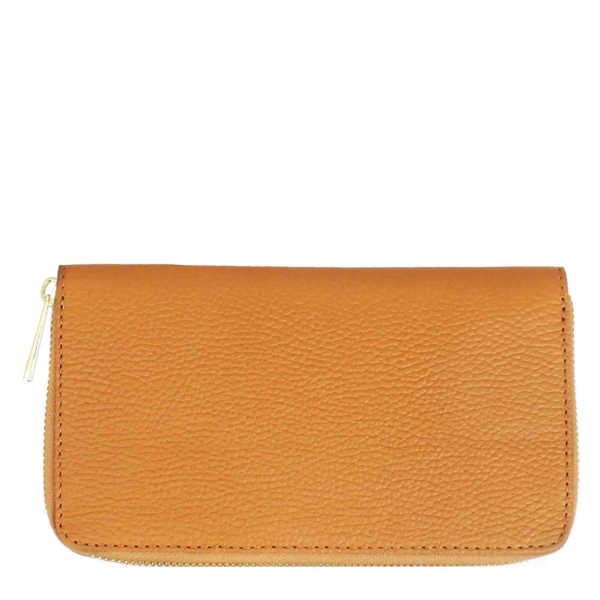 Large women's leather wallet with zip