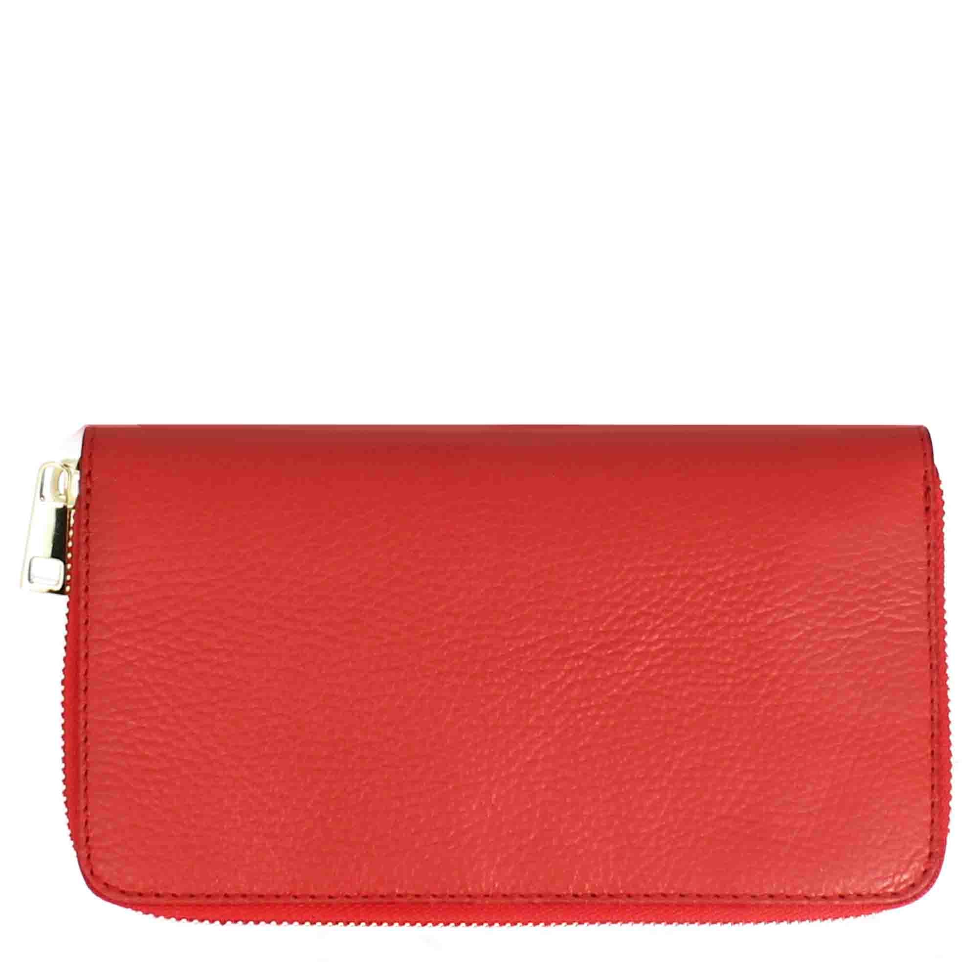 Large women's leather wallet with zip