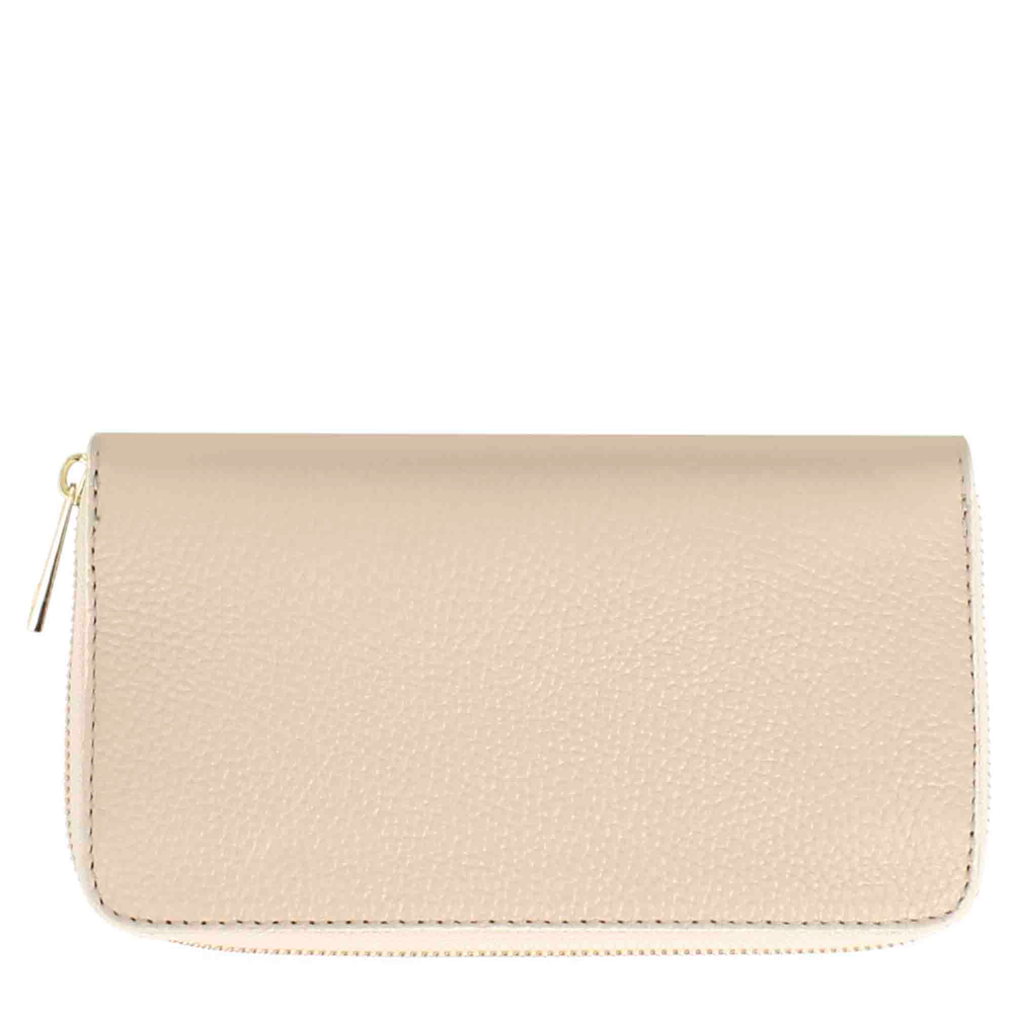Large women's leather wallet with zip