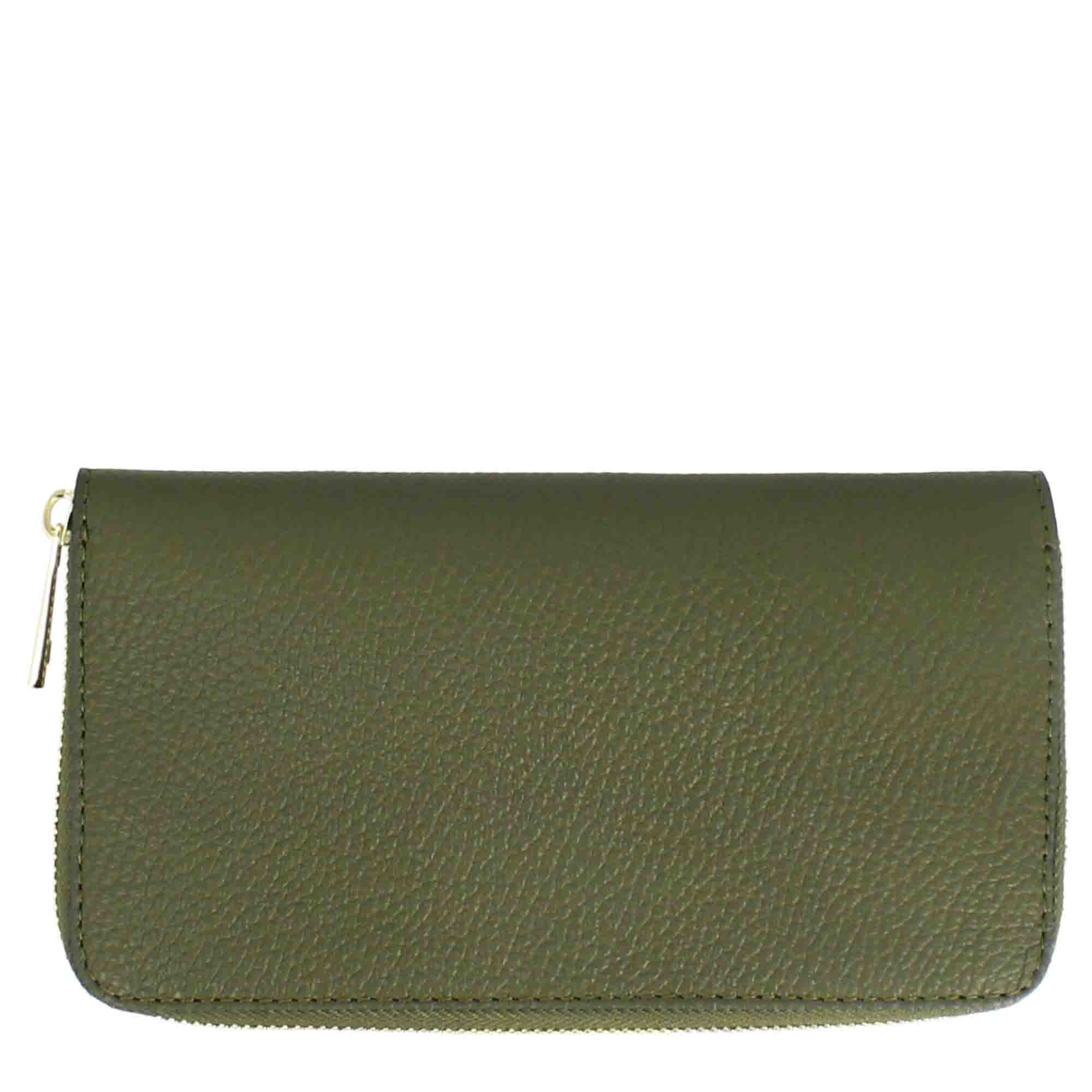 Large women's leather wallet with zip