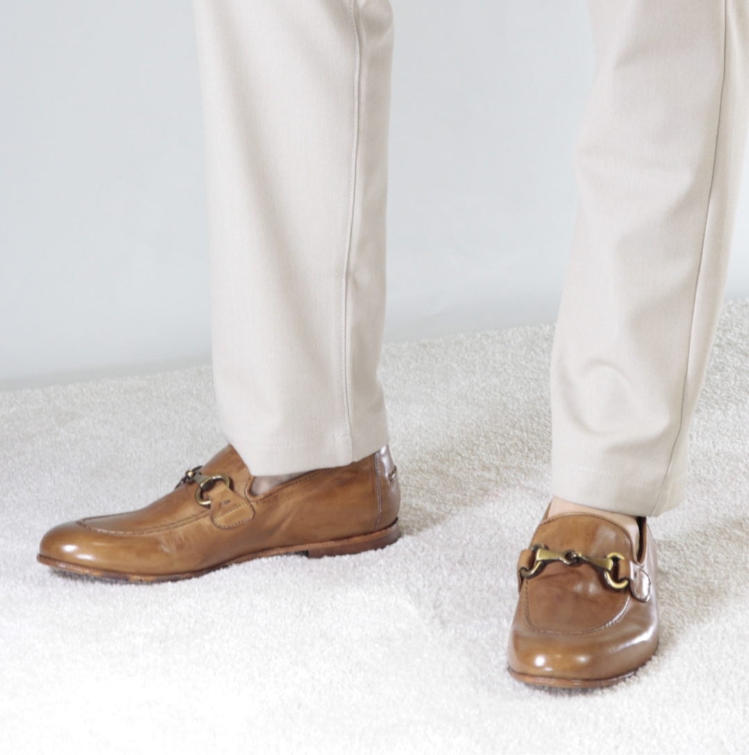 Mocassin pour homme en cuir lisse marron avec mors