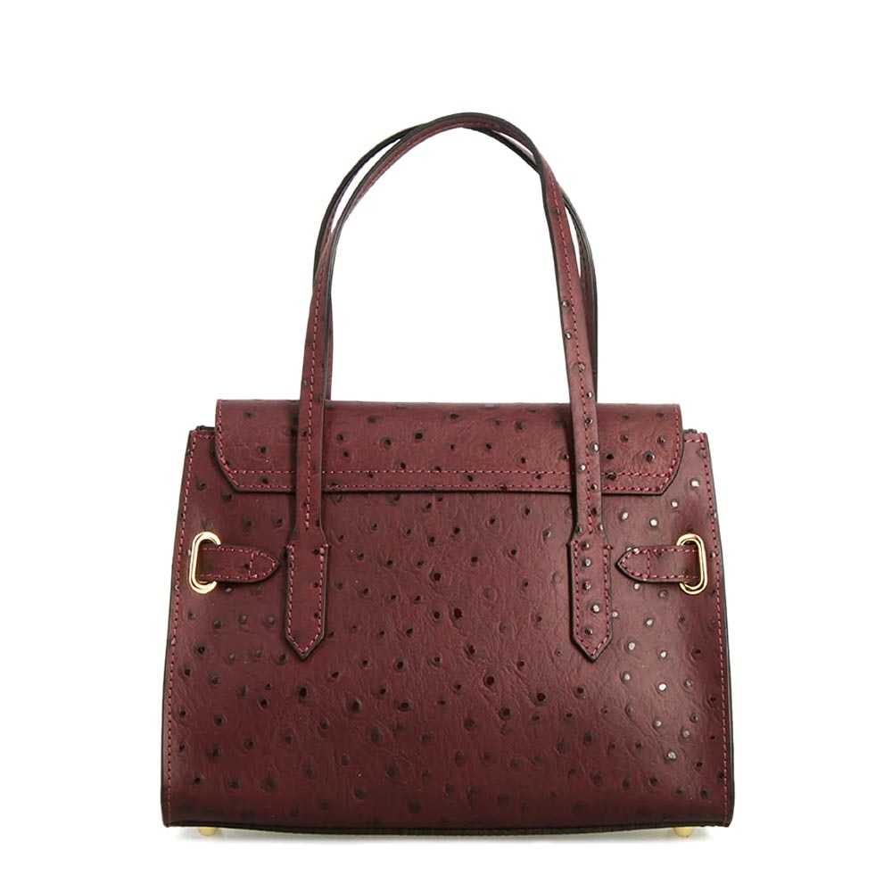 Sac à main pour femme artisanal en cuir imprimé bordeaux