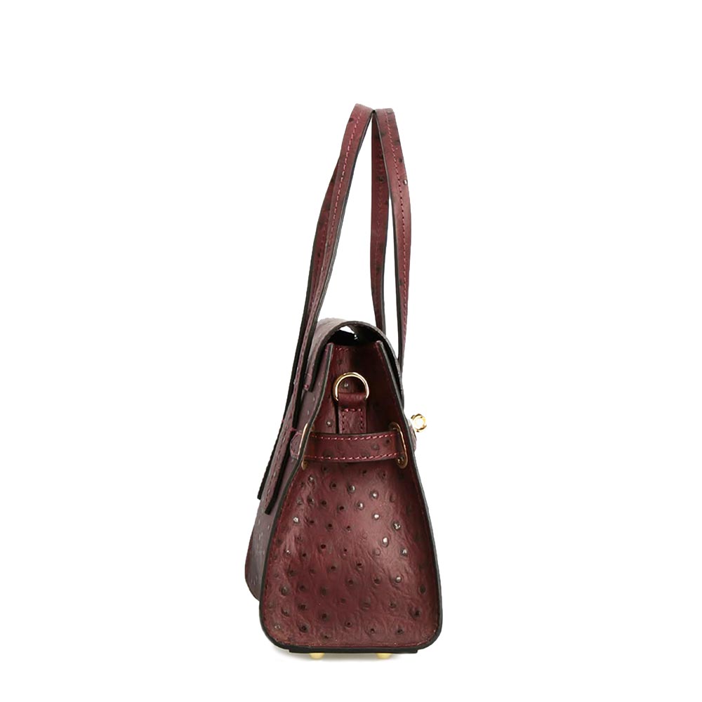 Sac à main pour femme artisanal en cuir imprimé bordeaux