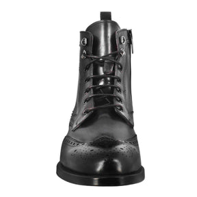 Men's high amphibious brogue boot in black leather