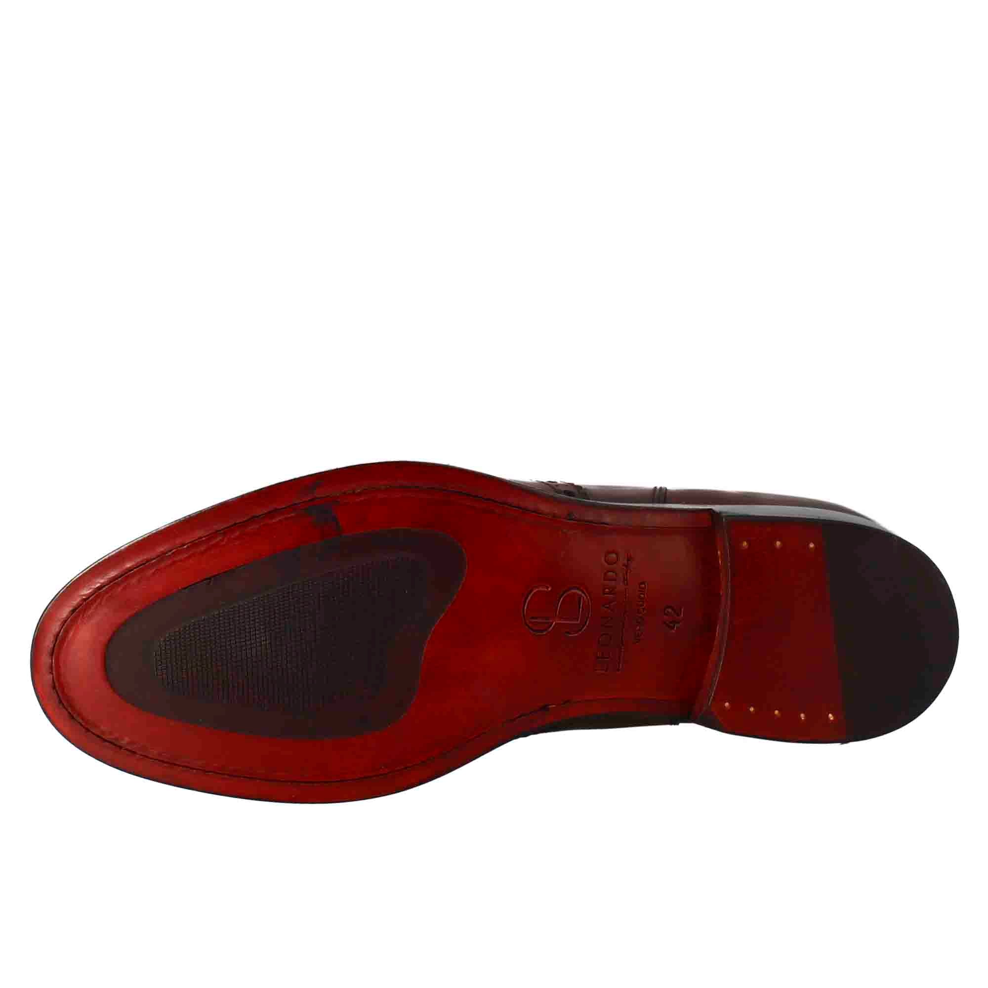Stivaletto chelsea con dettagli brogue uomo in pelle colore marrone con elastico