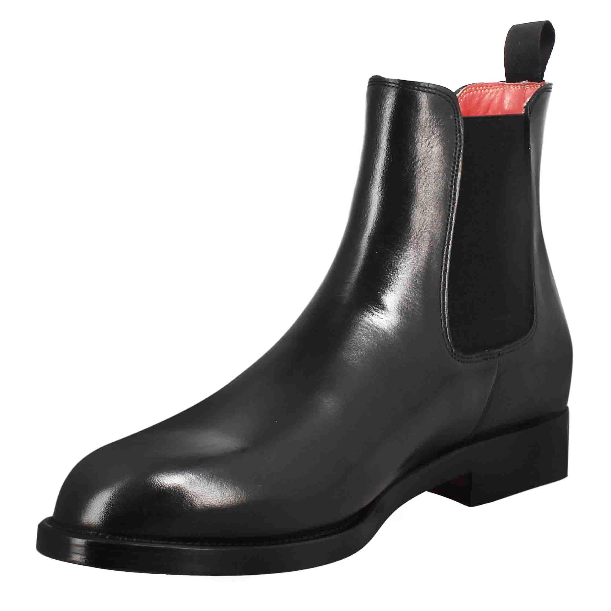 Stivaletto chelsea da uomo in pelle colore nero con elastico