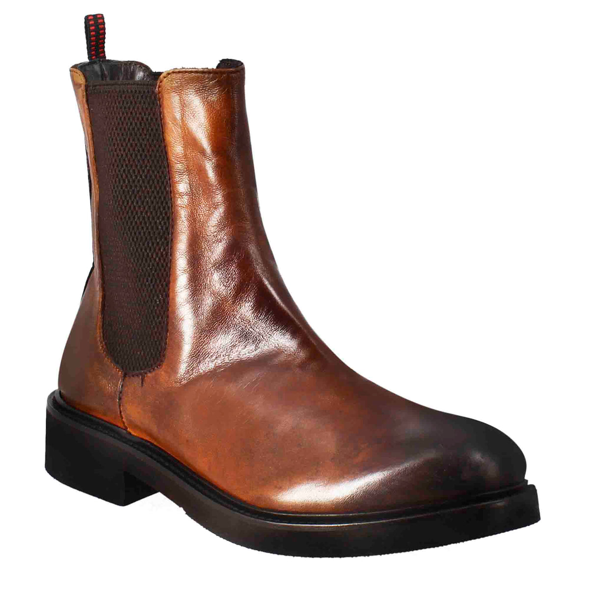Paupa women's chelsea boot in dark tan washed leather