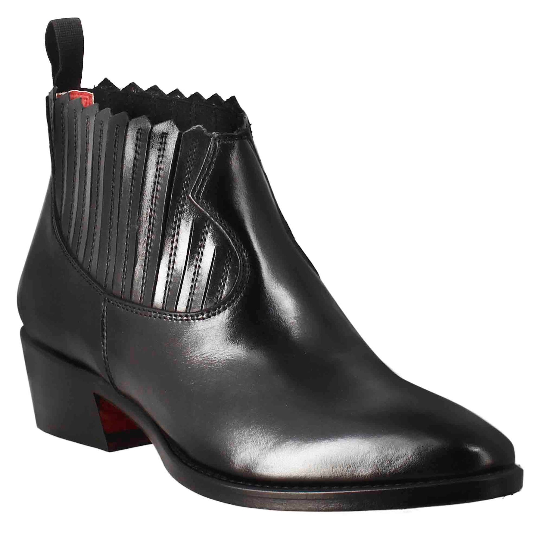 Stivaletto da donna con ritagli al collo in pelle colore nero