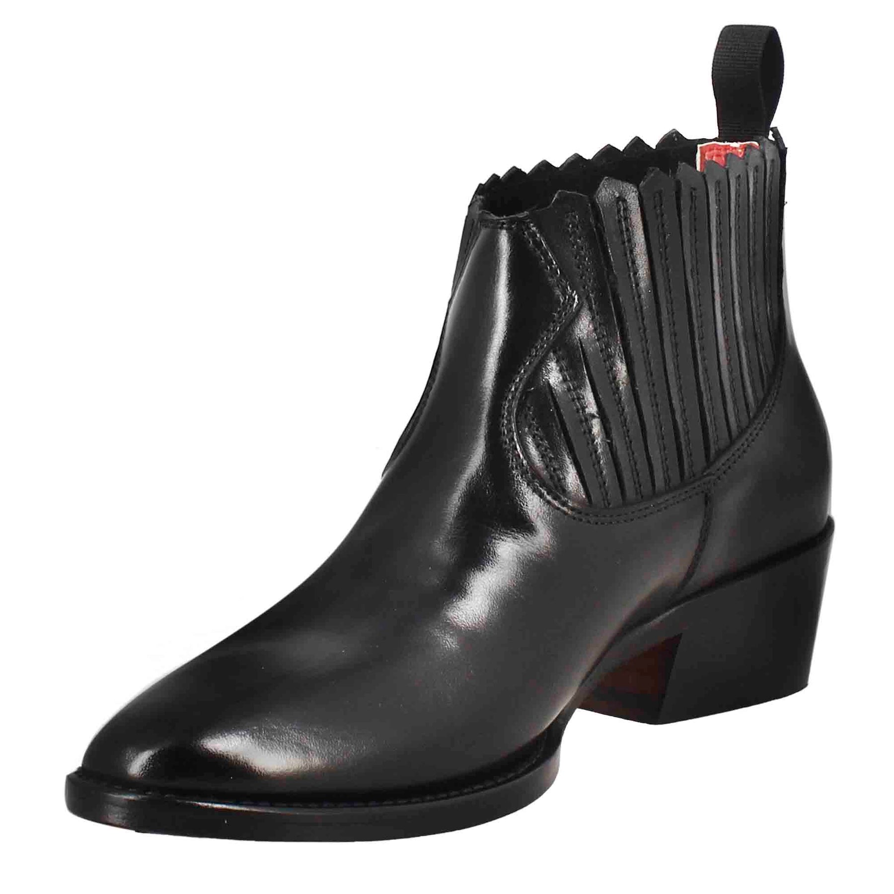 Stivaletto da donna con ritagli al collo in pelle colore nero