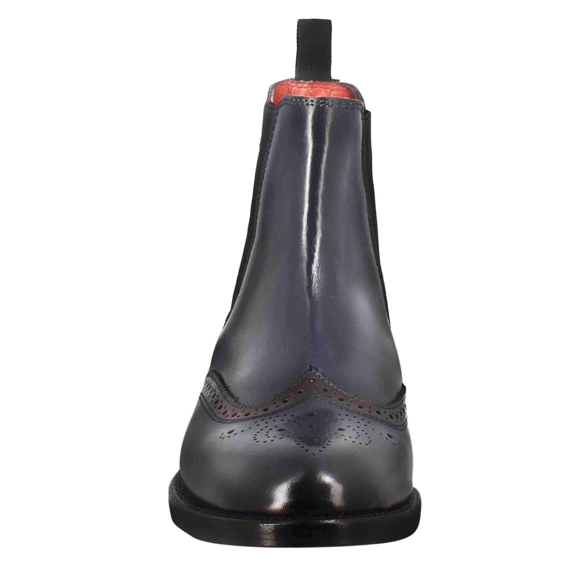 Bottine Chelsea pour femme avec détails richelieu en cuir bleu
