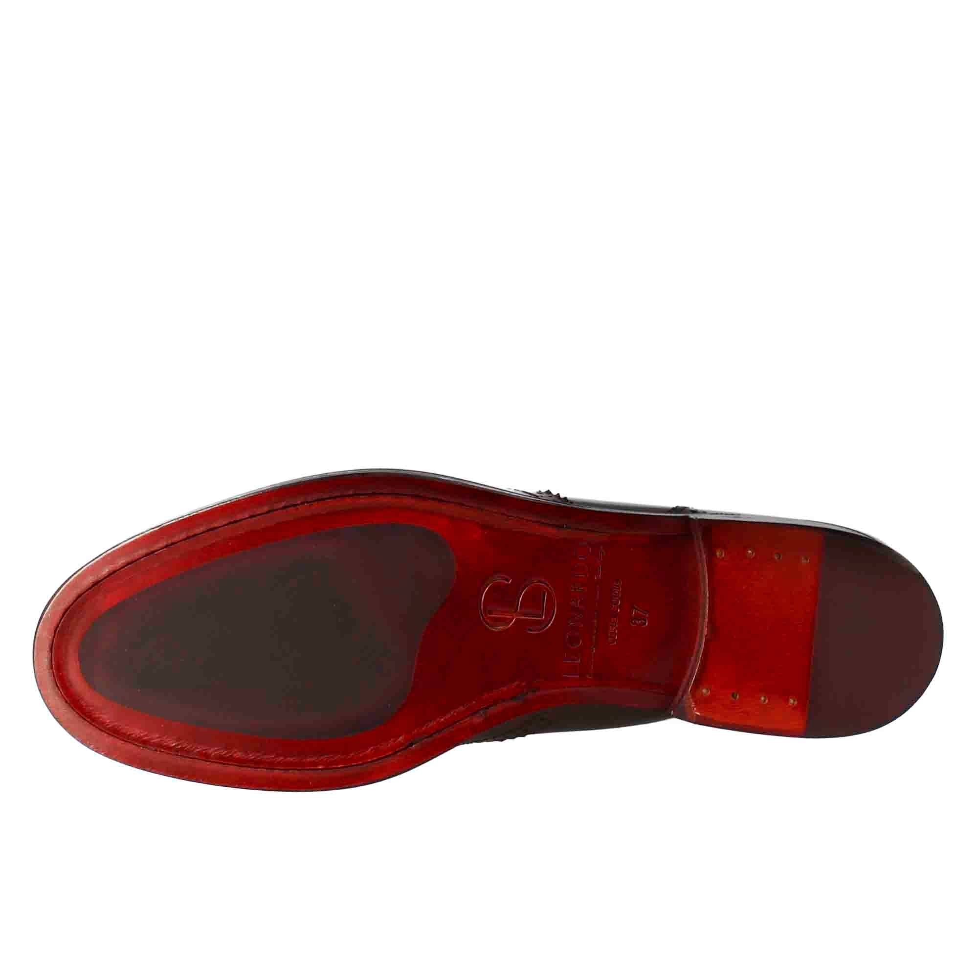 Bottine Chelsea pour femme avec détails richelieu en cuir marron foncé