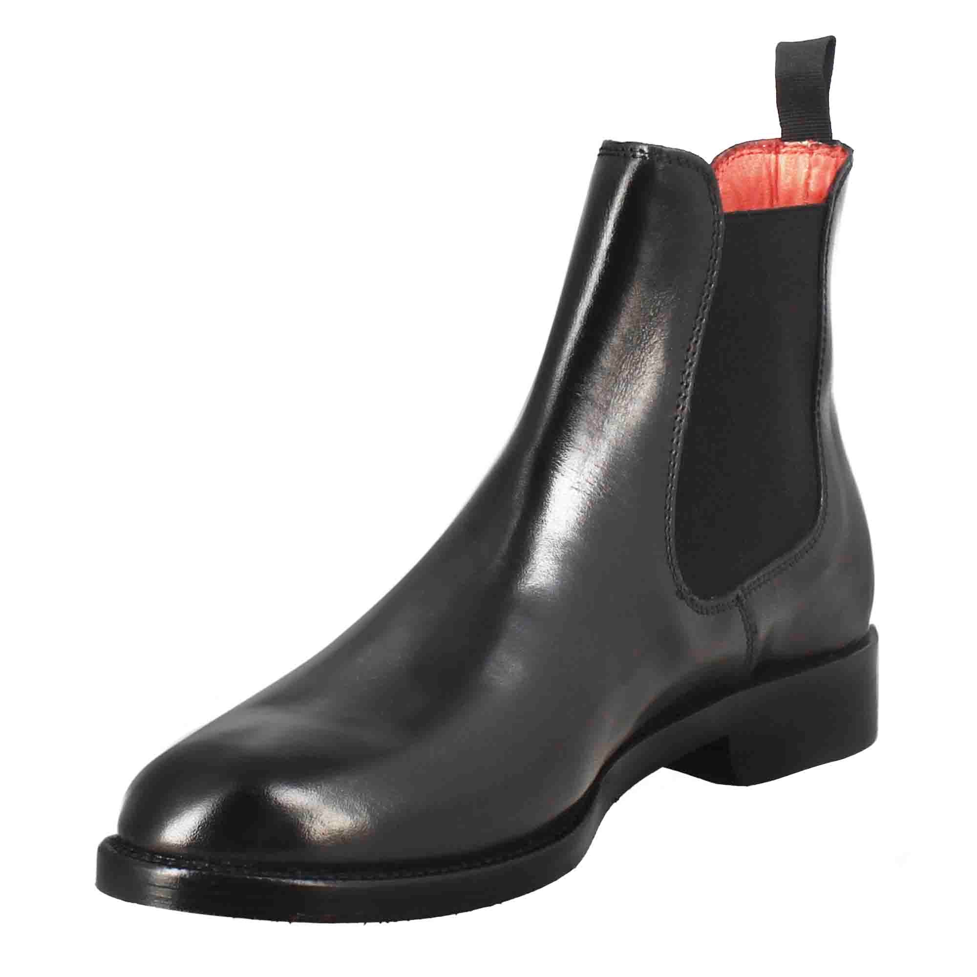 Schwarzer Glattleder-Chelsea-Stiefel für Damen