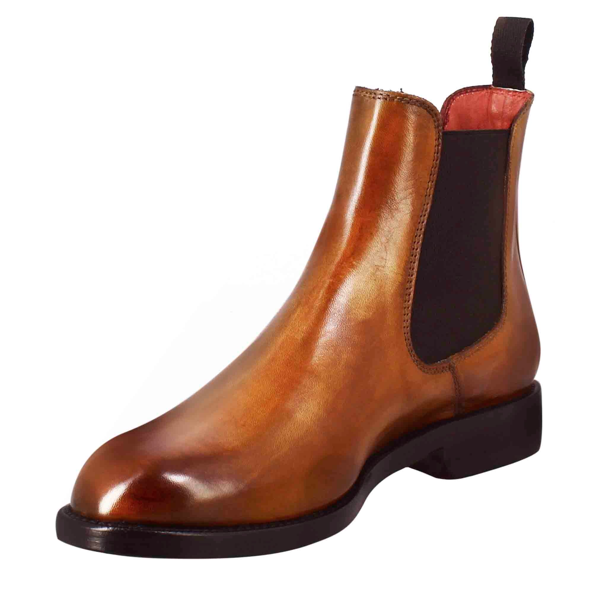 Damen Chelsea-Stiefel aus braunem Glattleder