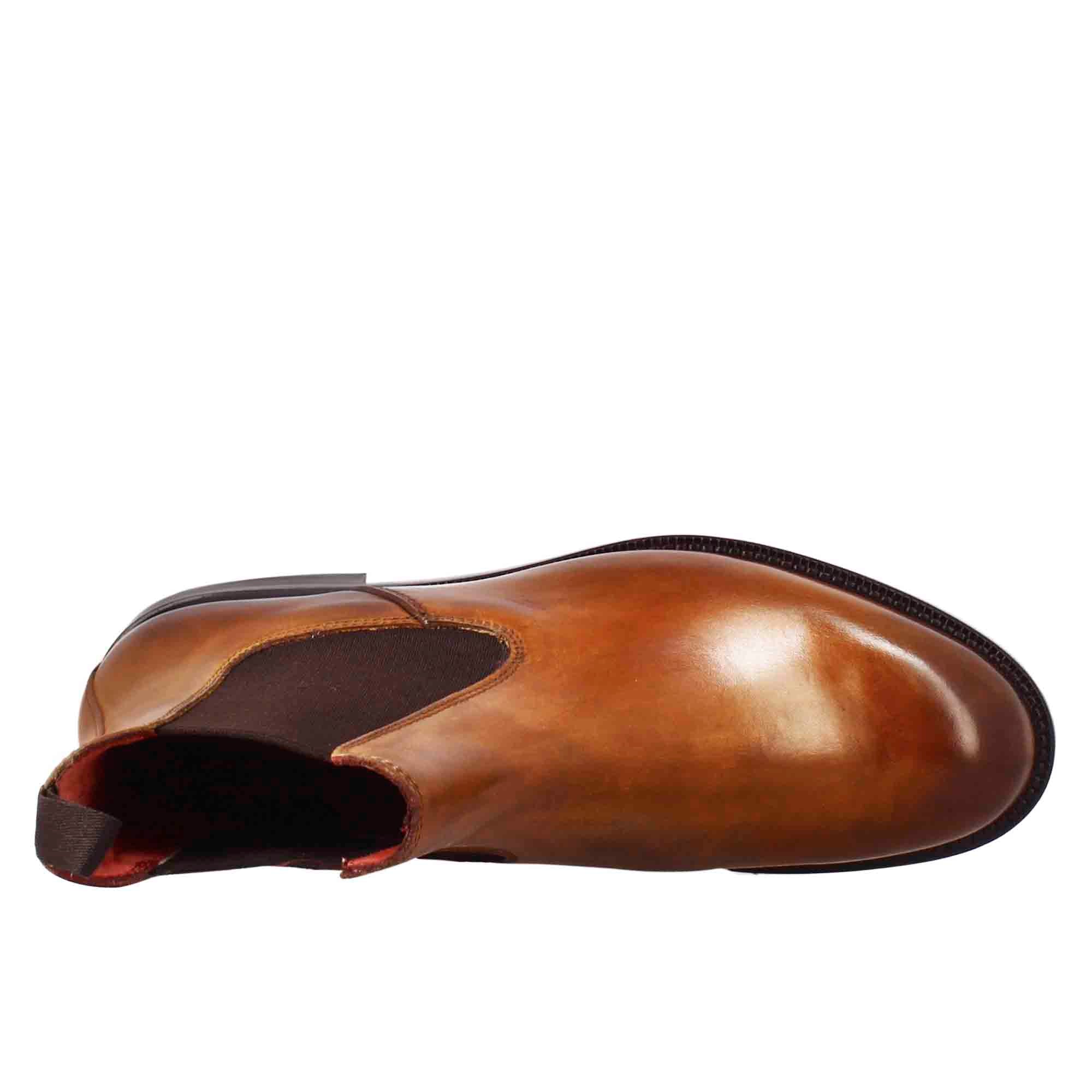 Damen Chelsea-Stiefel aus braunem Glattleder