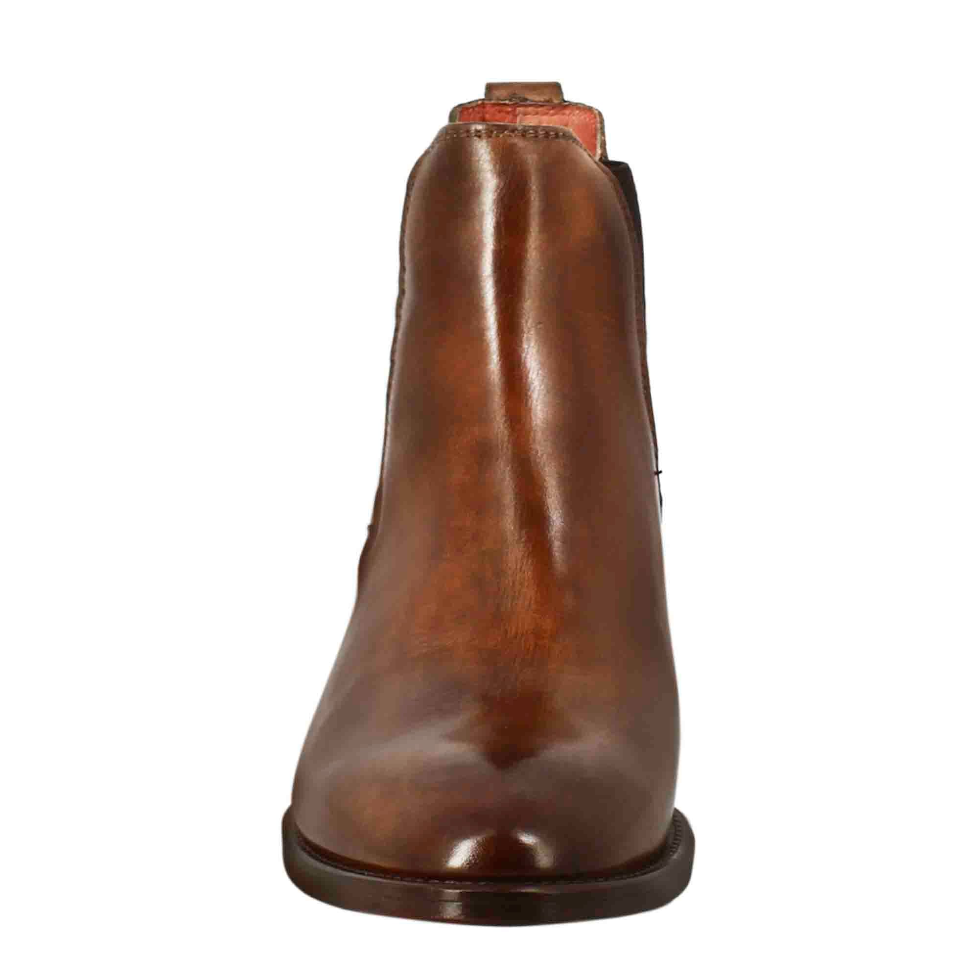 Stivaletto chelsea da donna liscio con tacco medio in pelle colore marrone