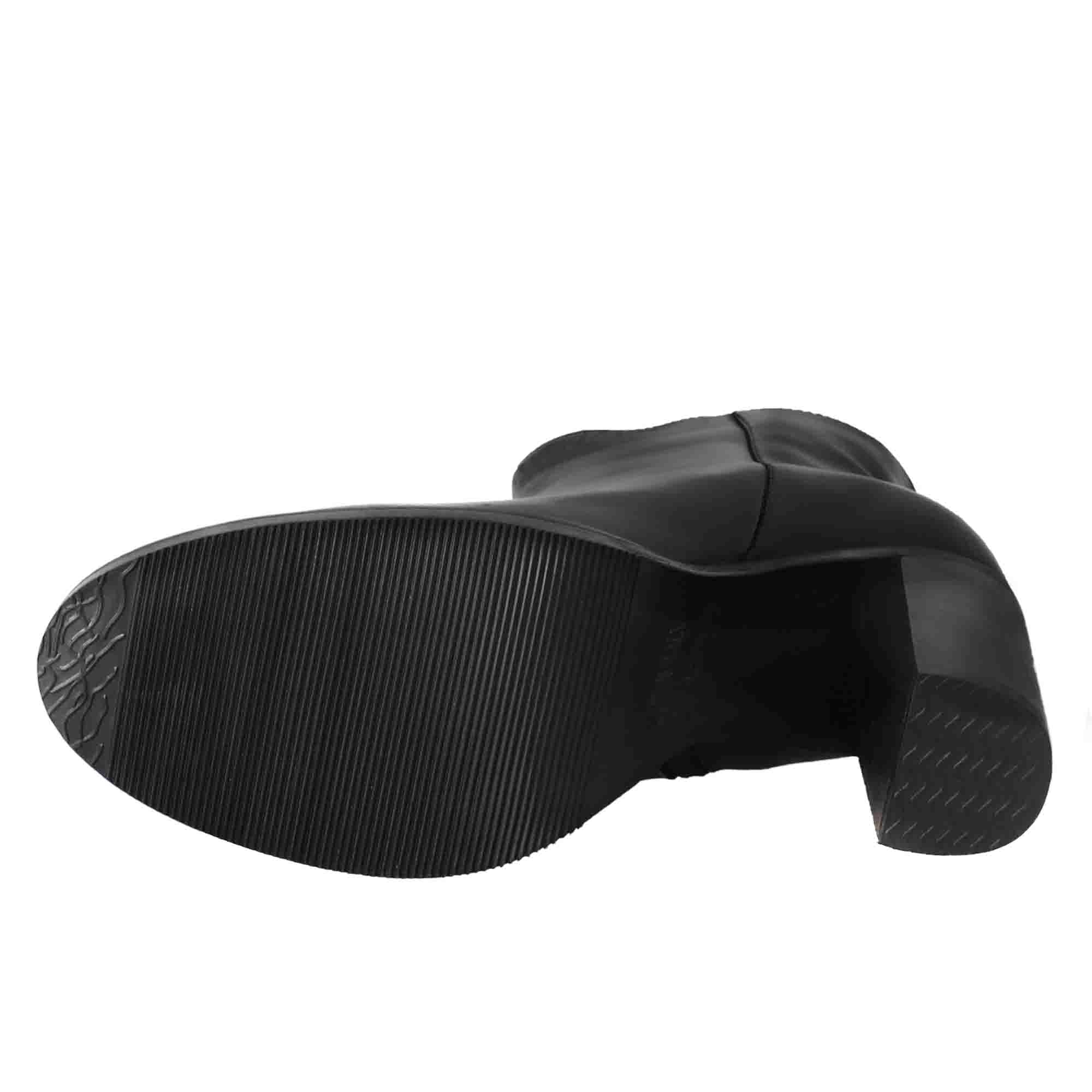 Glatte Damenstiefelette mit hohem Absatz aus schwarzem Leder