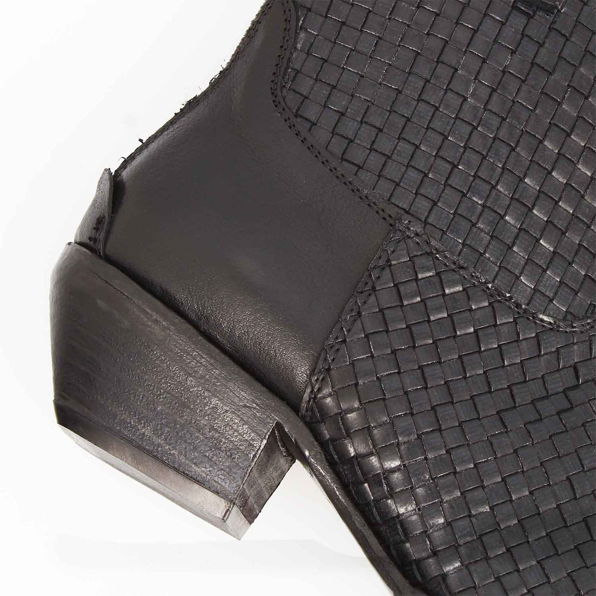 Velvet Int - Stivaletto texano donna in pelle intrecciata nera - LeonardoShoes