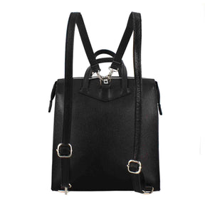 Casual black leather women's backpack