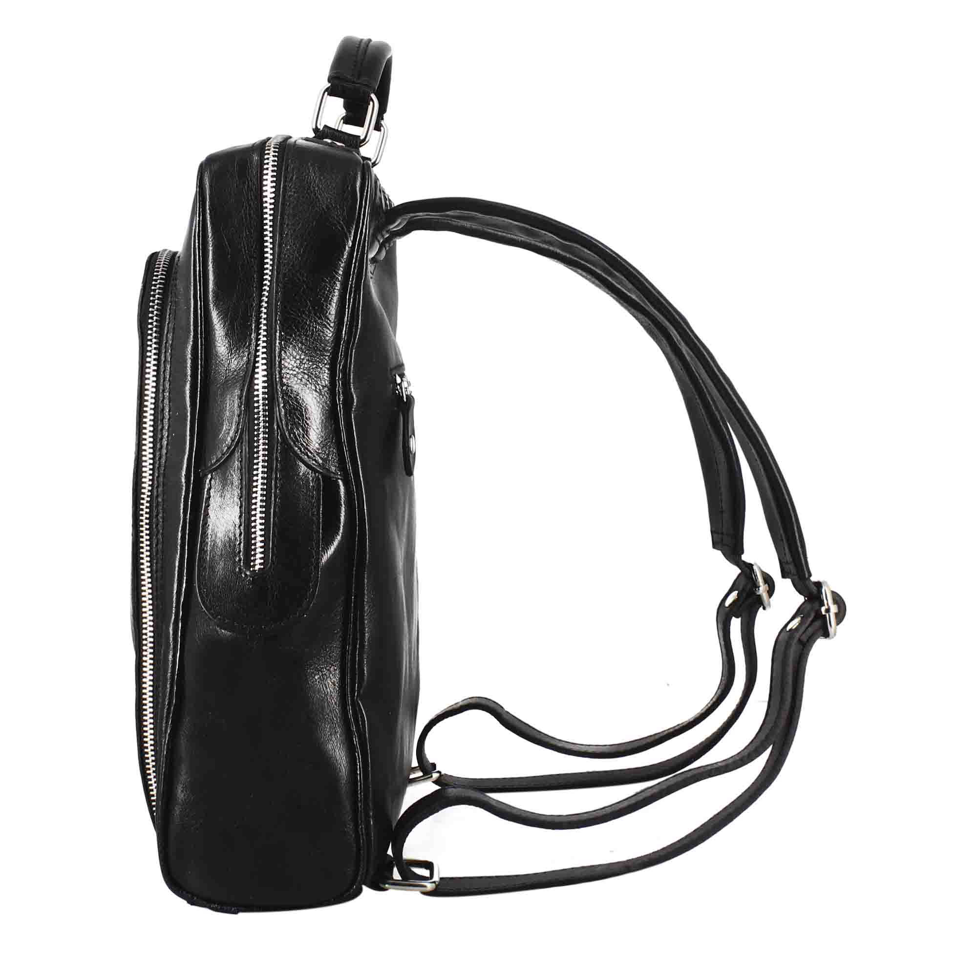 Sac à dos pour homme Cosimo en cuir noir avec fermeture zippée