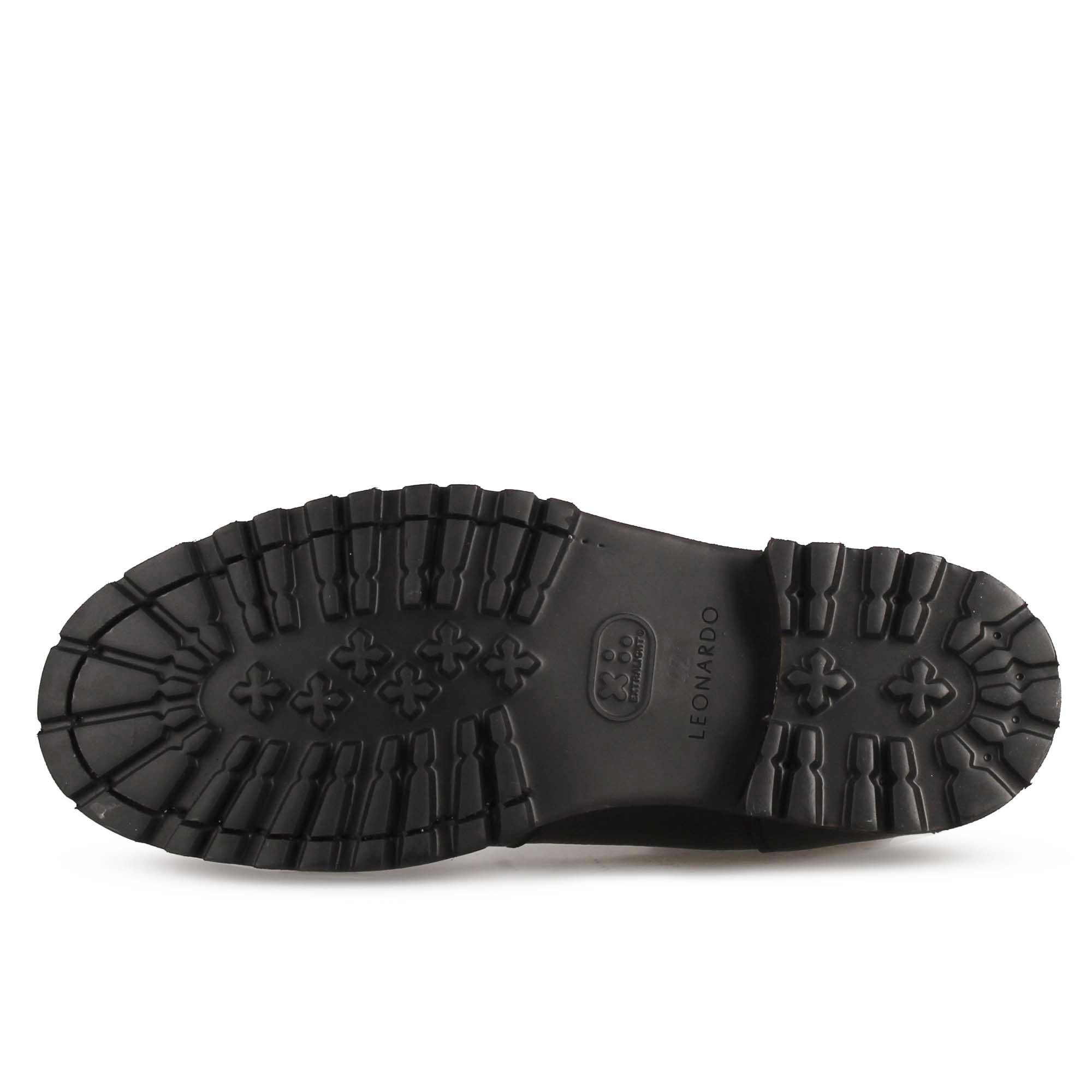 Black leather amphibian with lacing and rubber sole