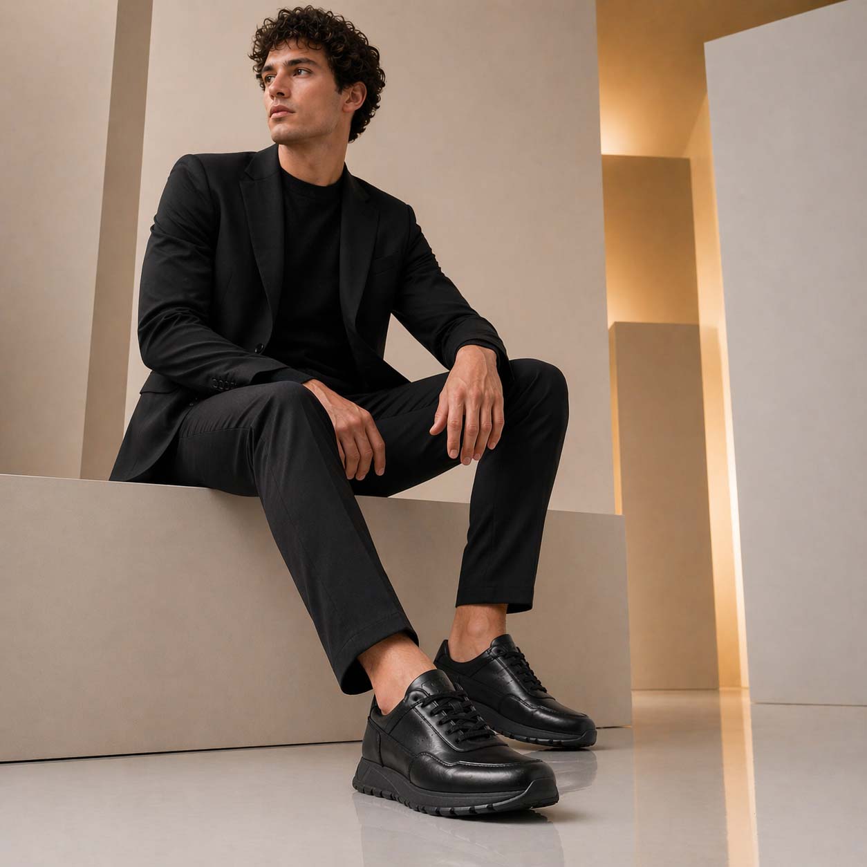 Ateneo sneakers in black leather for men