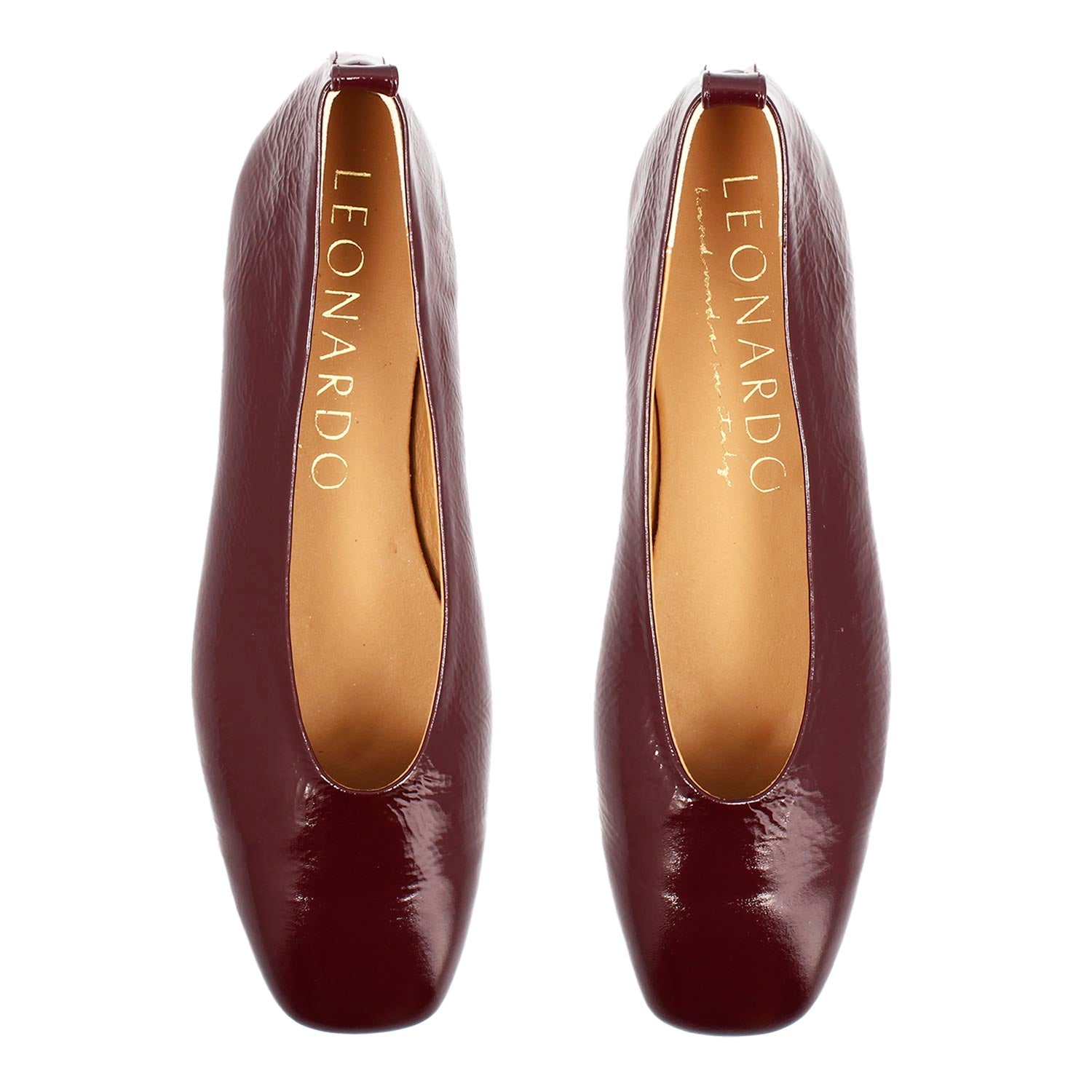 Ballerina artigianale da donna in pelle lucida colore rosso