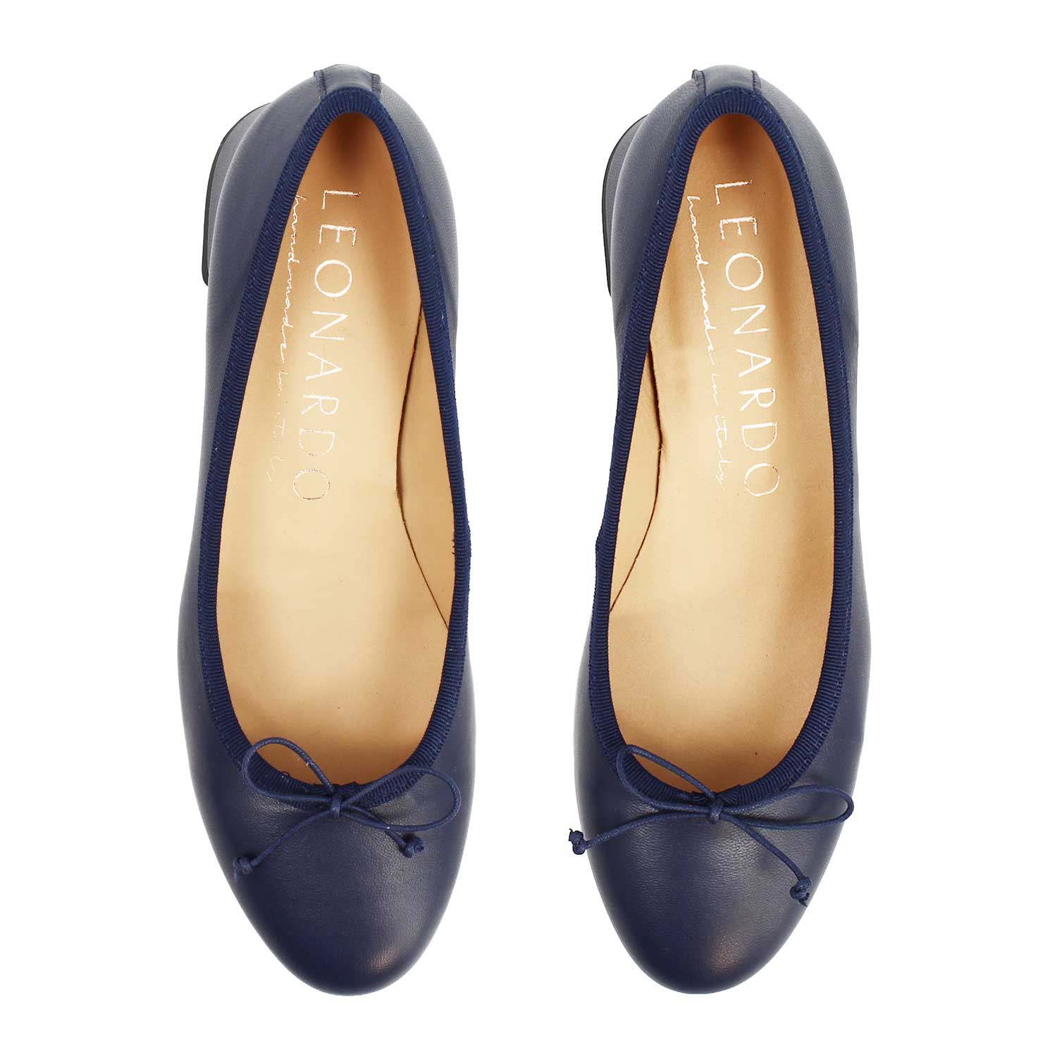 Flaminia lined blue leather mid heel ballerina
