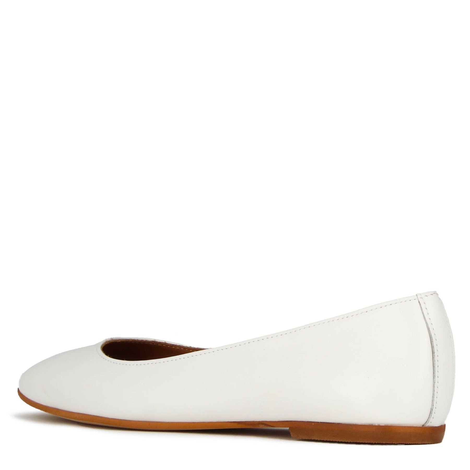 Handmade women's casual ballet flat in white smooth leather