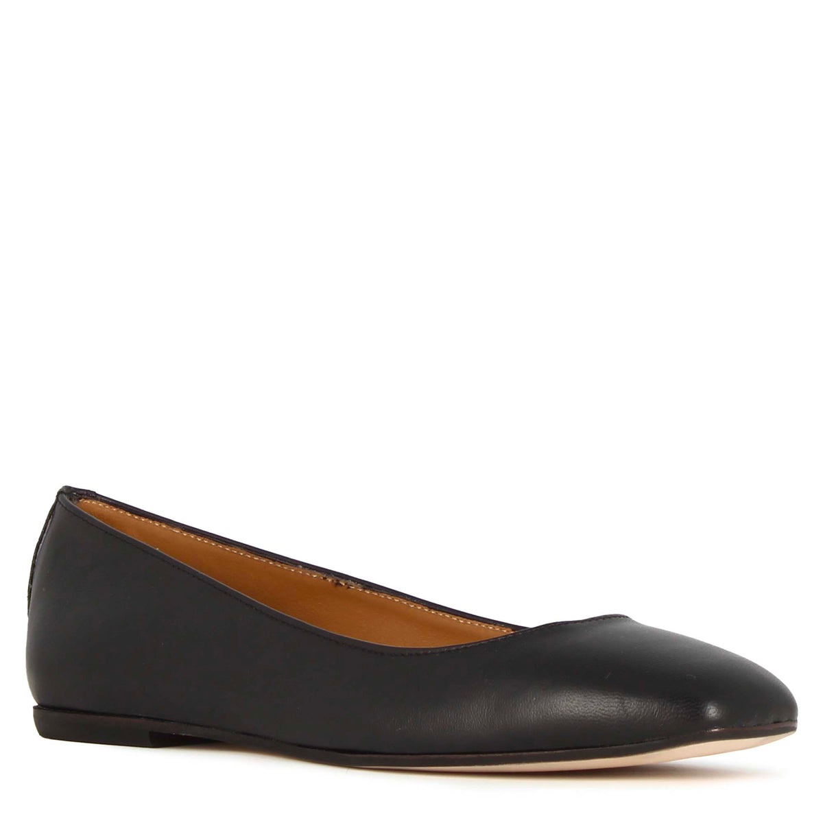 Handmade women's casual ballet flat in black smooth leather