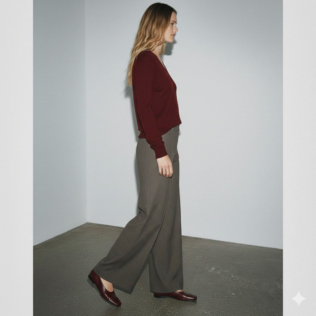 Ballerina artigianale da donna in pelle lucida colore rosso