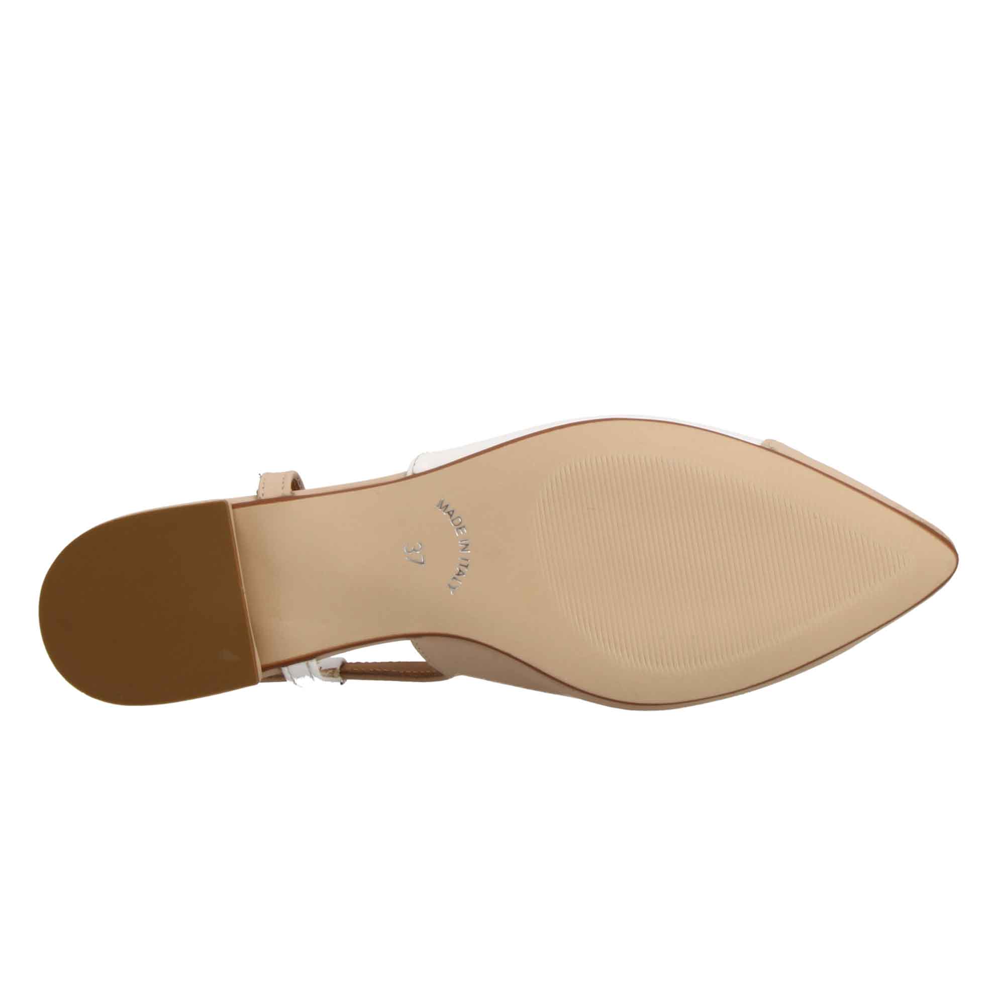 Women's Slingback Ballerina in White and Beige Leather