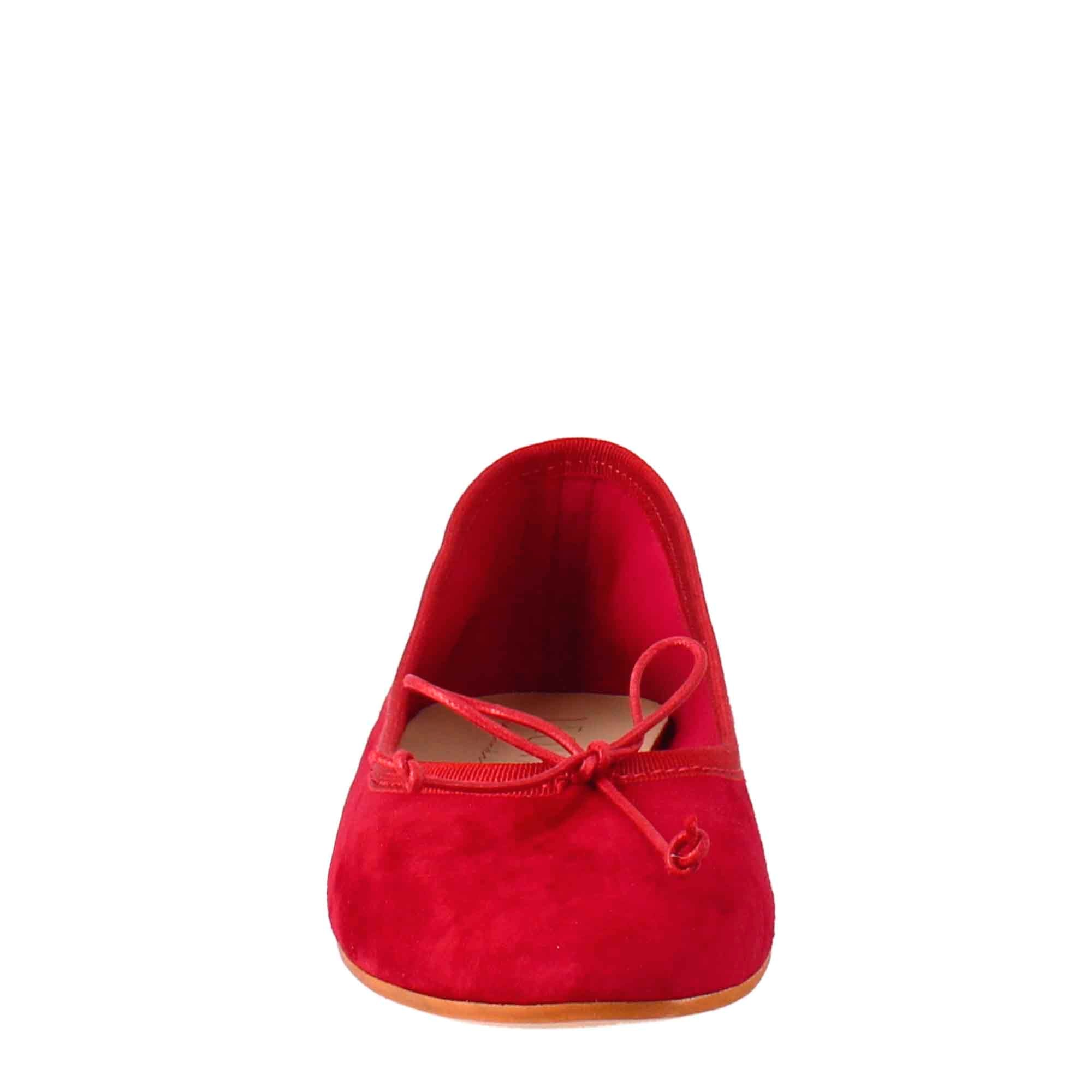 Ballerines en daim rouge clair pour femme sans doublure