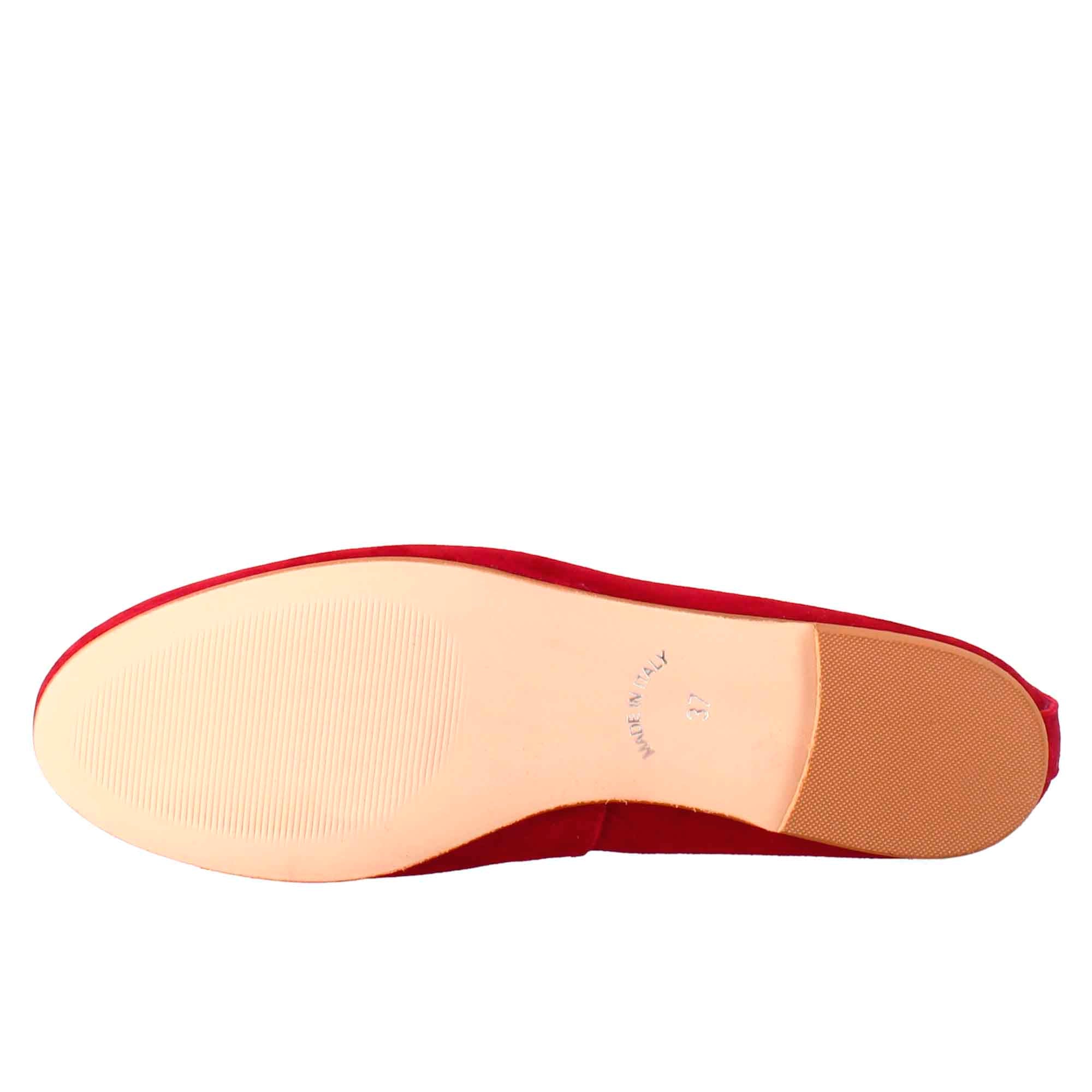 Ballerines en daim rouge clair pour femme sans doublure