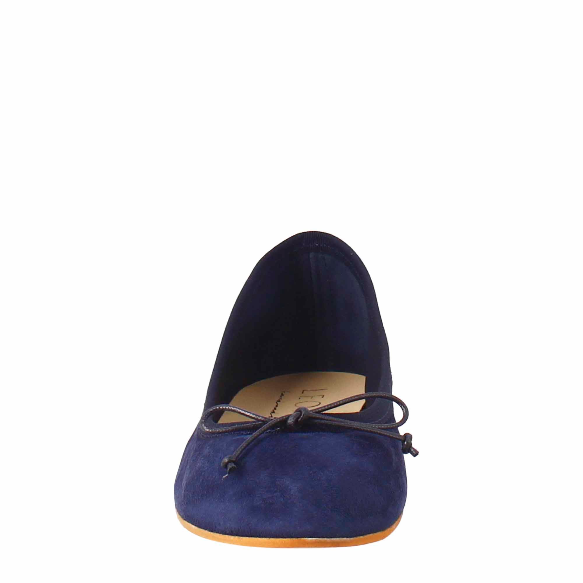 Light blue suede ballet flats for women without lining