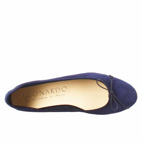 Light blue suede ballet flats for women without lining