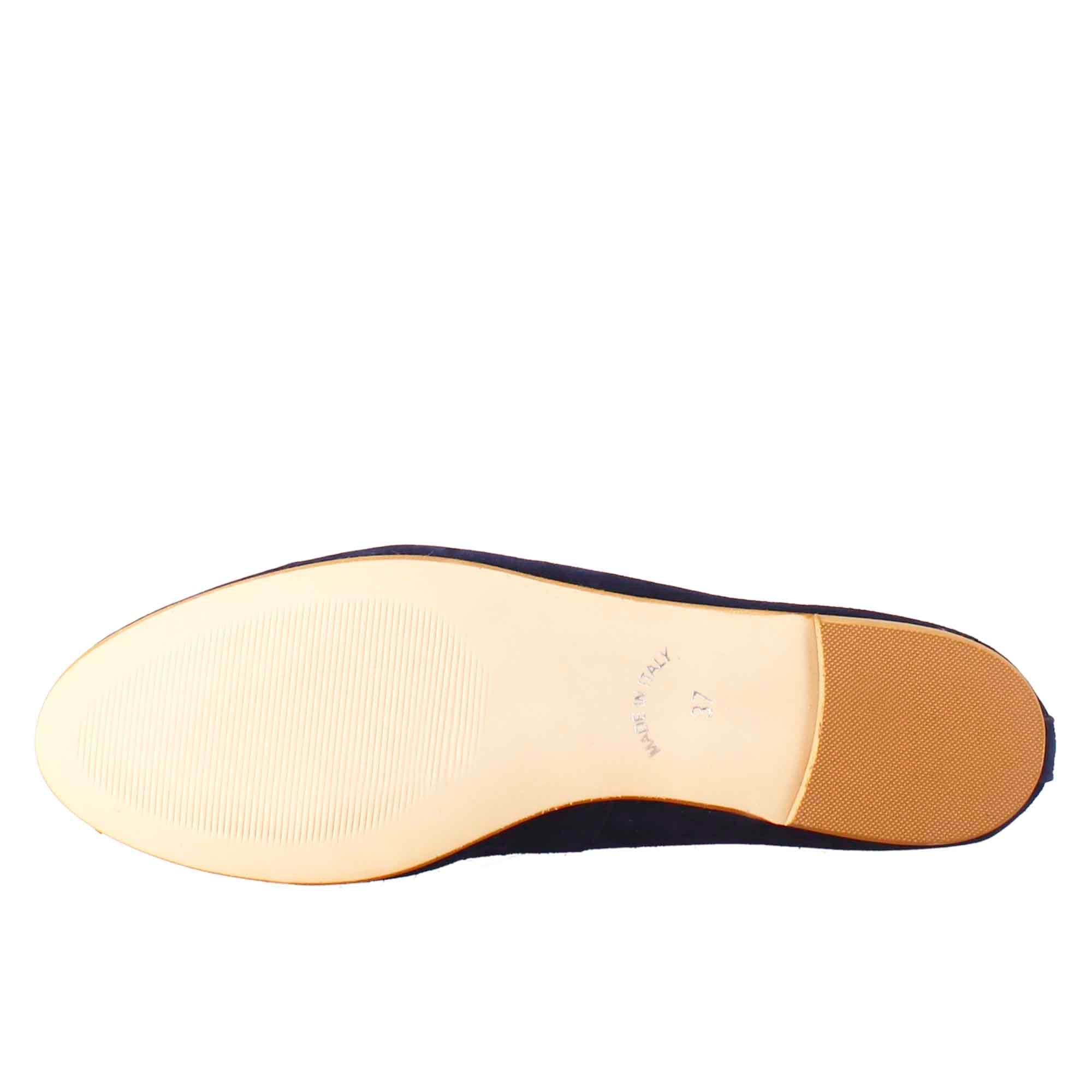 Light blue suede ballet flats for women without lining
