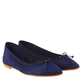 Light blue suede ballet flats for women without lining