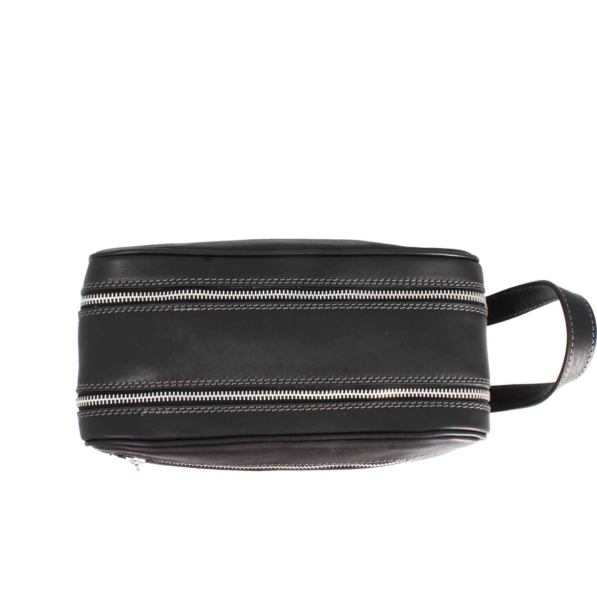Necessaire doppio grande in pelle pieno fiore con doppia zip e tasca utility - LeonardoShoes