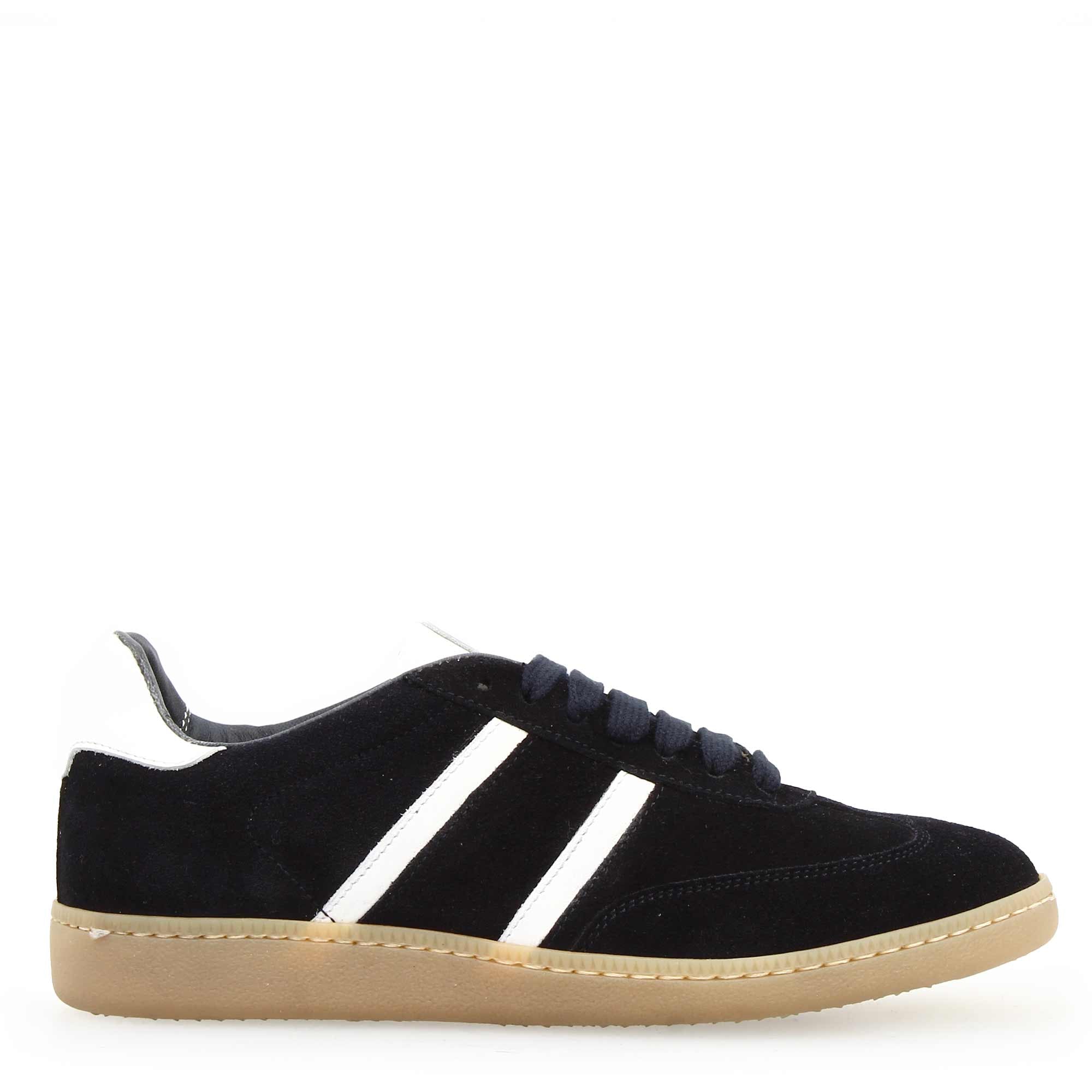 Sneaker artigianale da donna in pelle colore bianco e blu