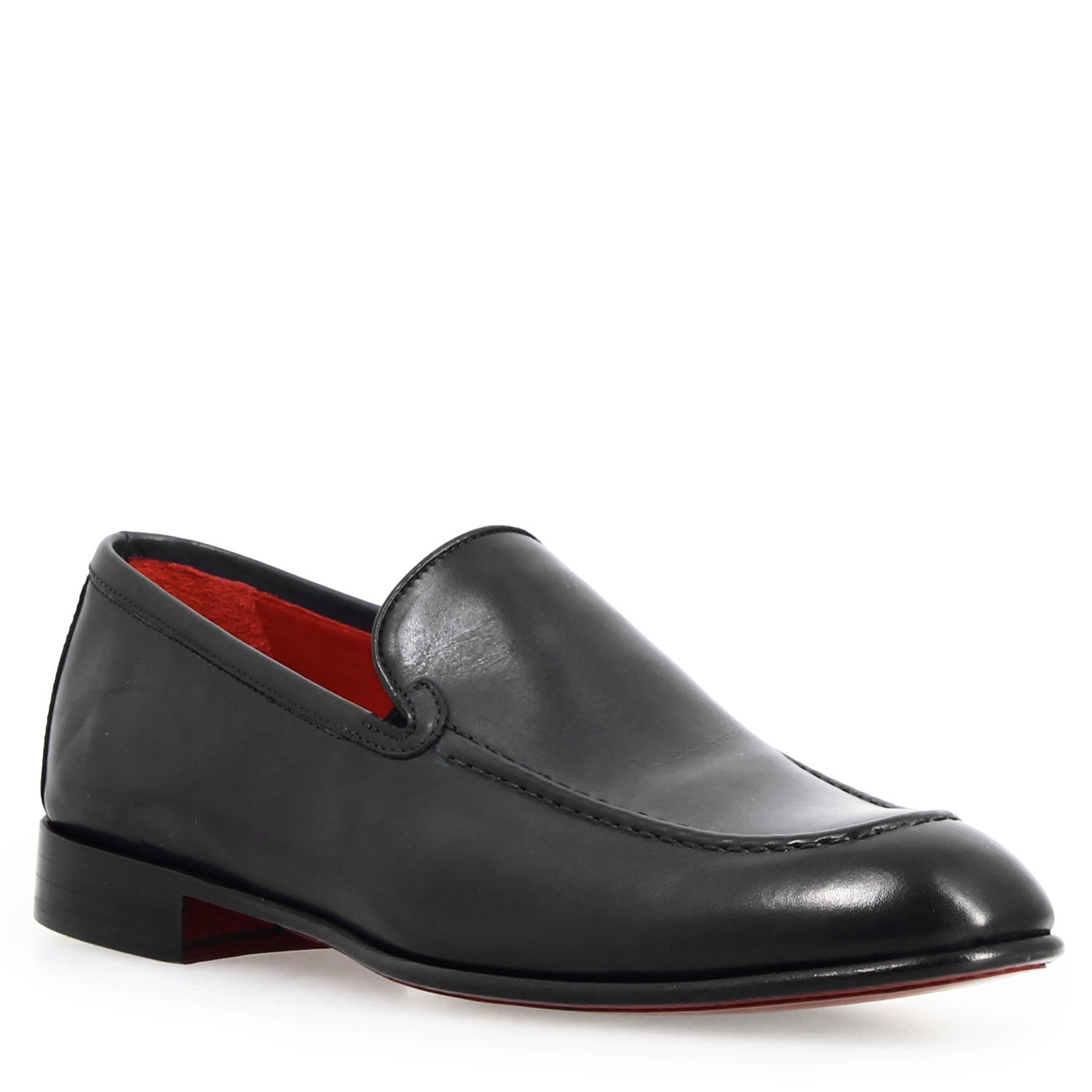 Adriano smooth moccasin in black leather for men