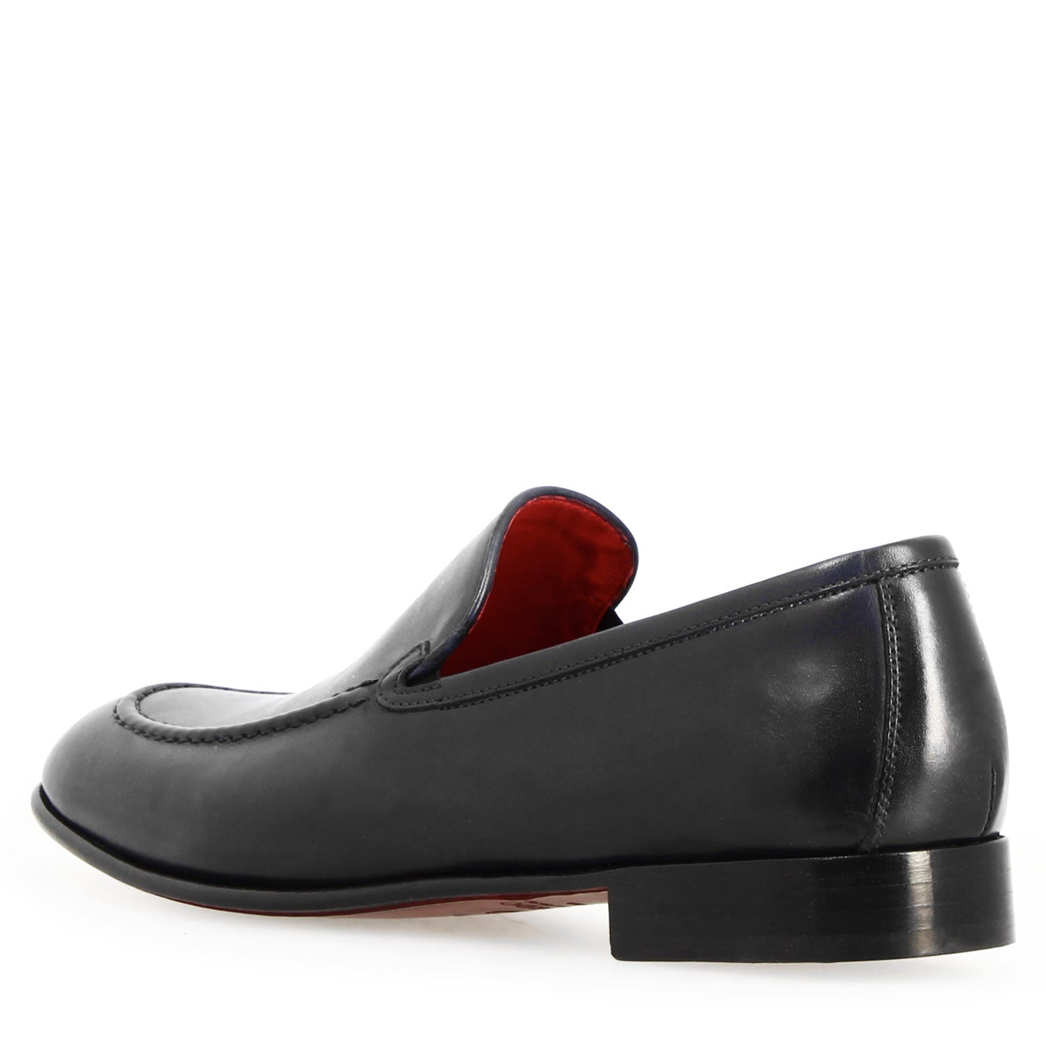 Adriano smooth moccasin in black leather for men