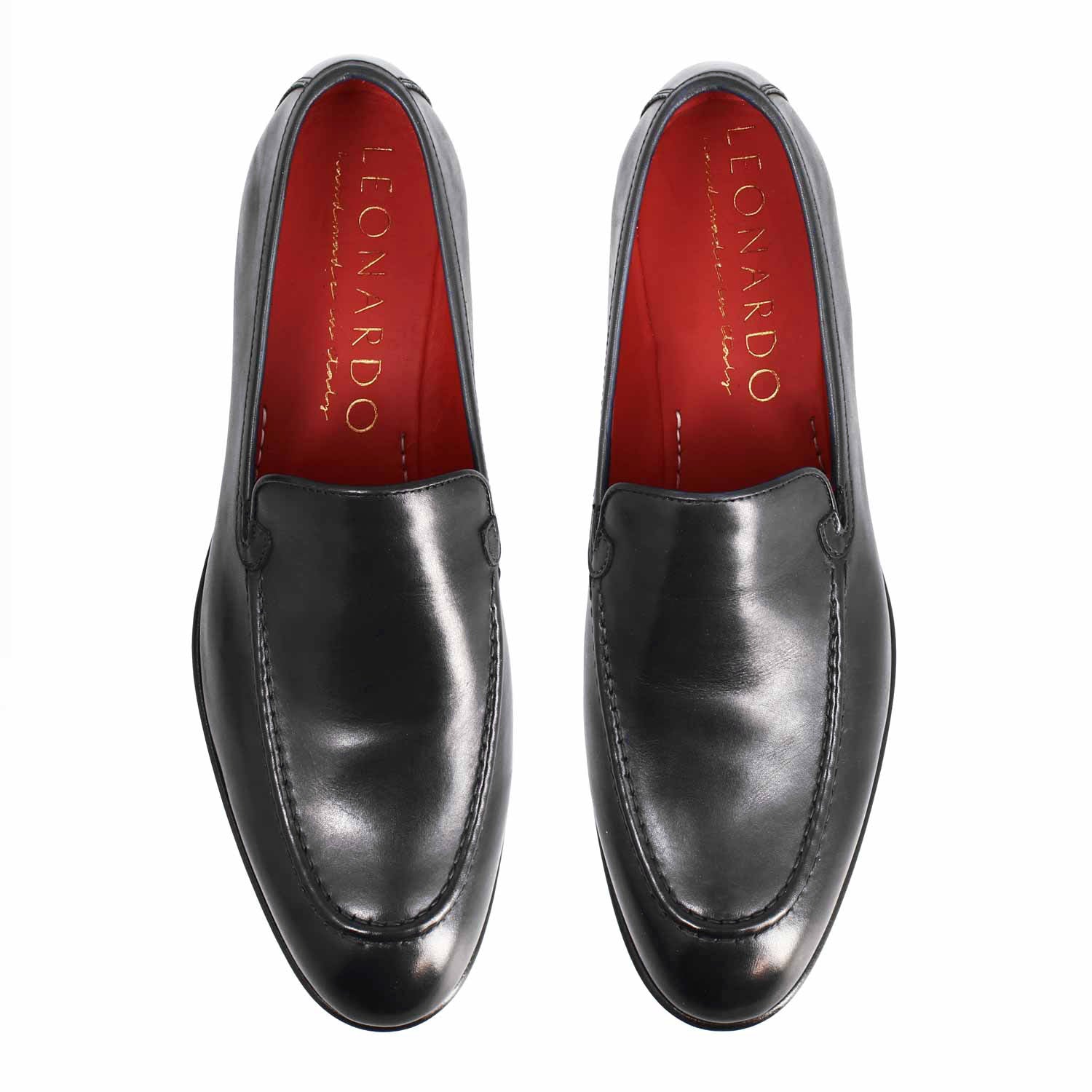 Adriano smooth moccasin in black leather for men