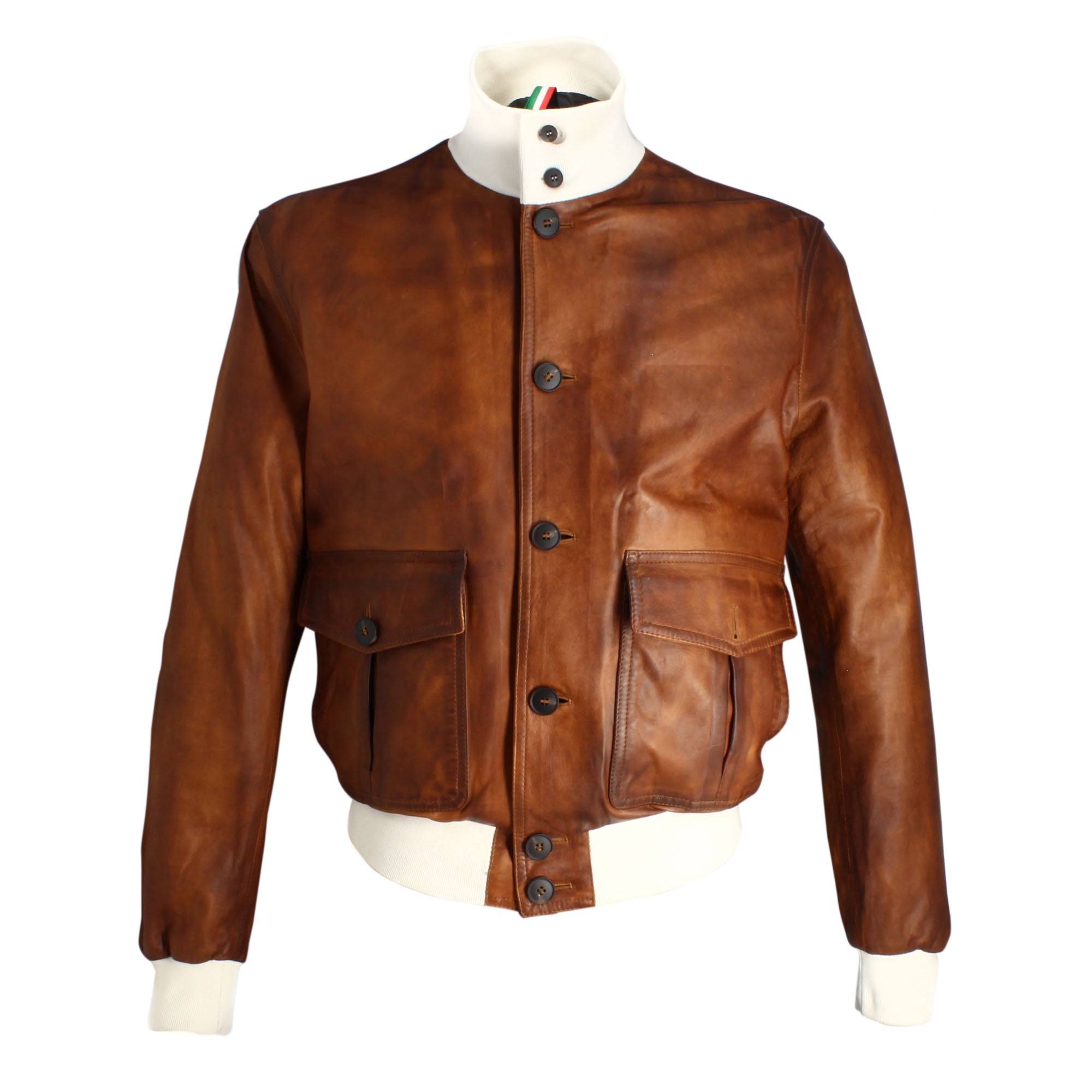 Blouson aviateur en cuir marron pour homme Cefalù