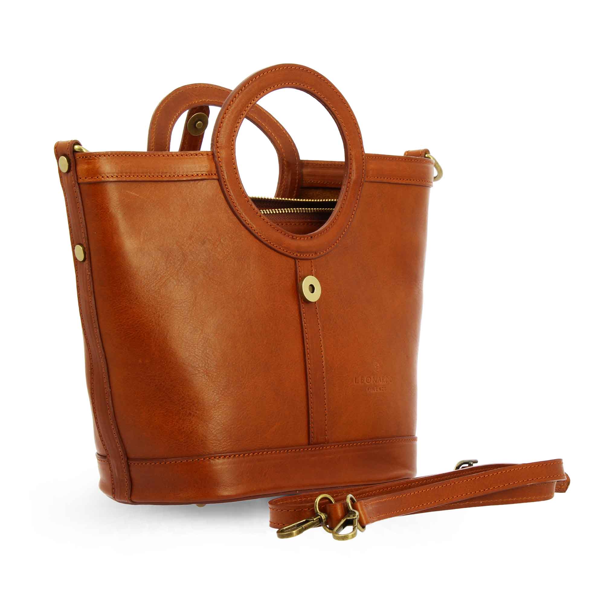 Borsa a mano da donna Afrodite in pelle colore marrone
